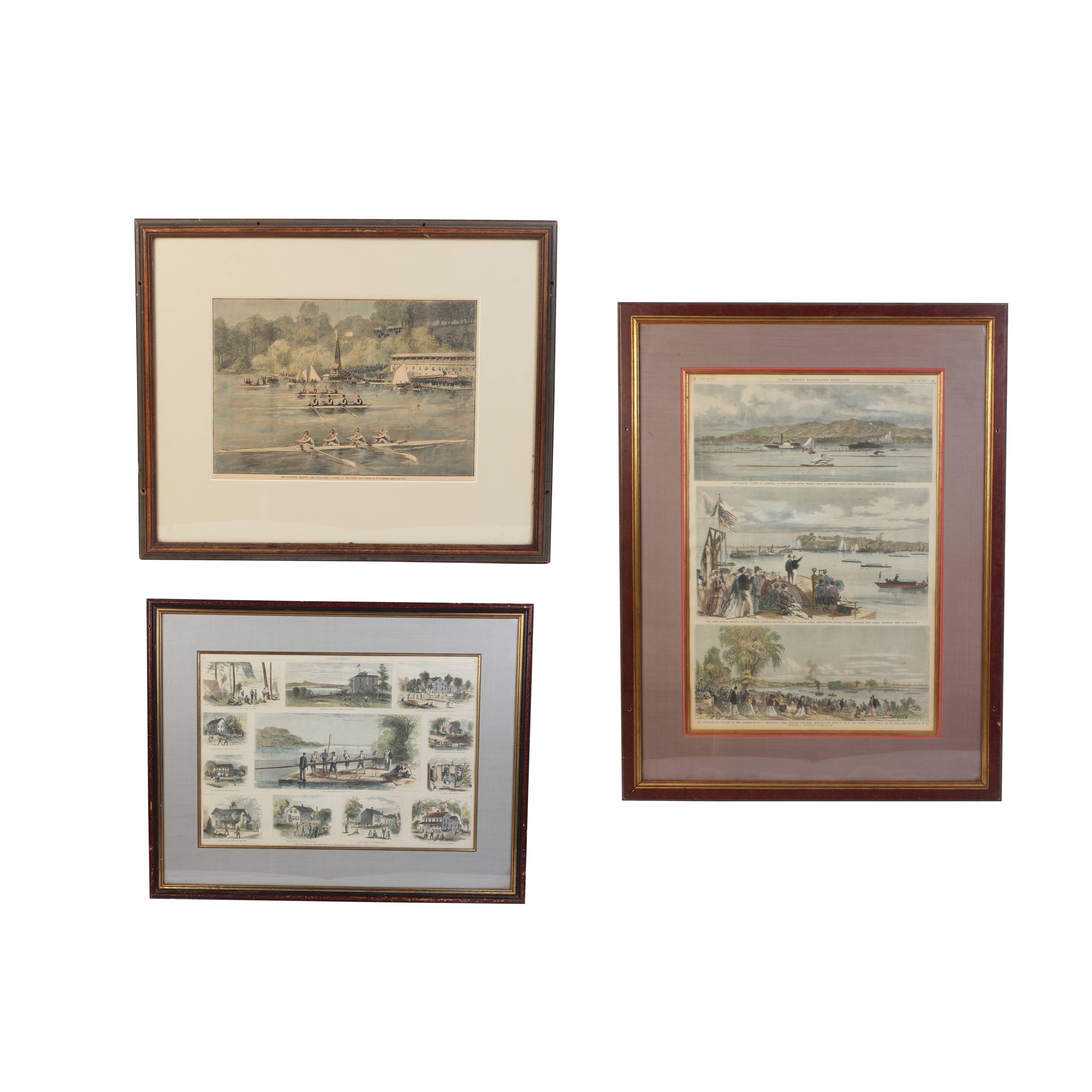 Three Framed Color Engravings of Regattas