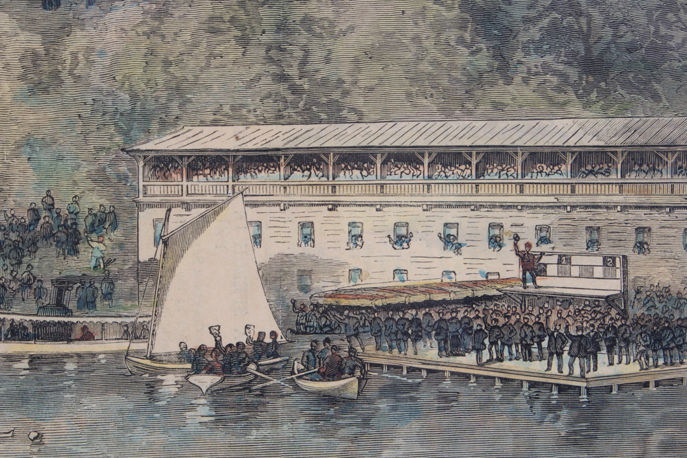 Three Framed Color Engravings of Regattas