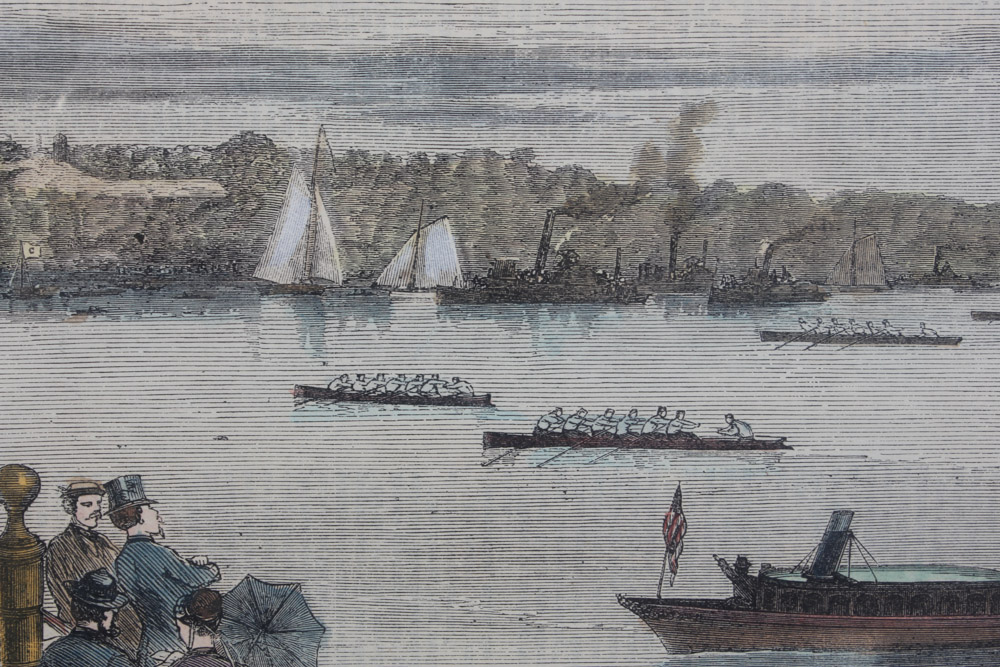 Three Framed Color Engravings of Regattas