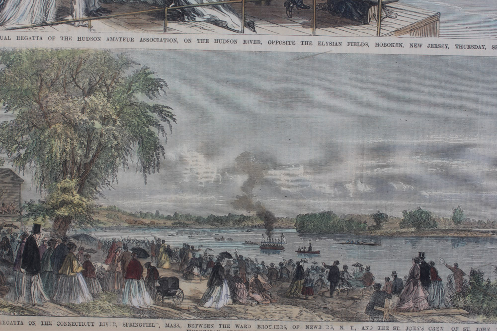 Three Framed Color Engravings of Regattas