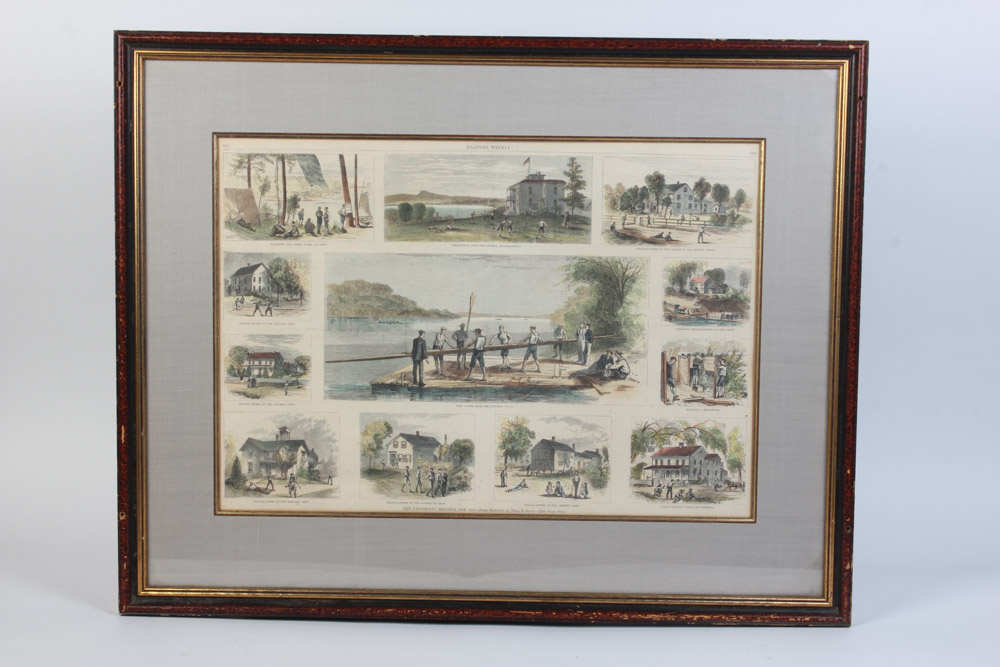 Three Framed Color Engravings of Regattas