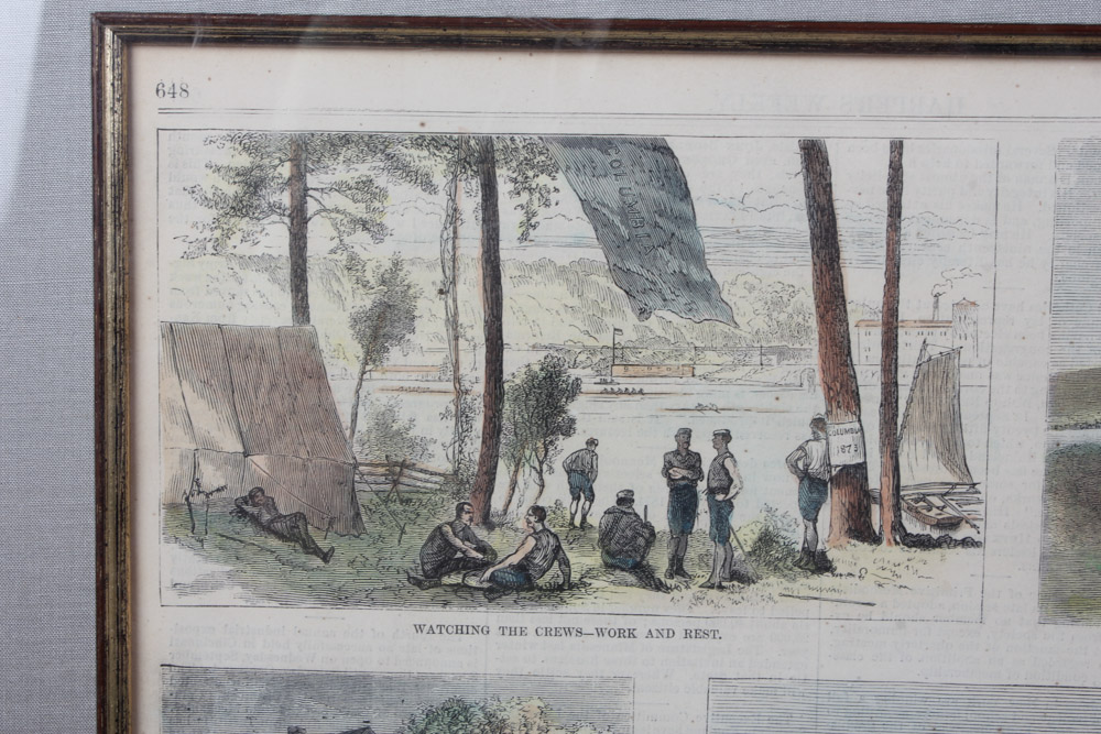 Three Framed Color Engravings of Regattas