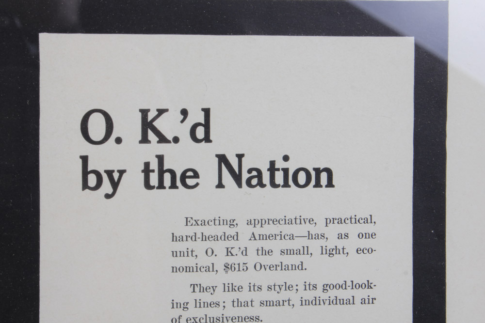 Halftone Lithograph Advertisement for the Willys-Overland Company