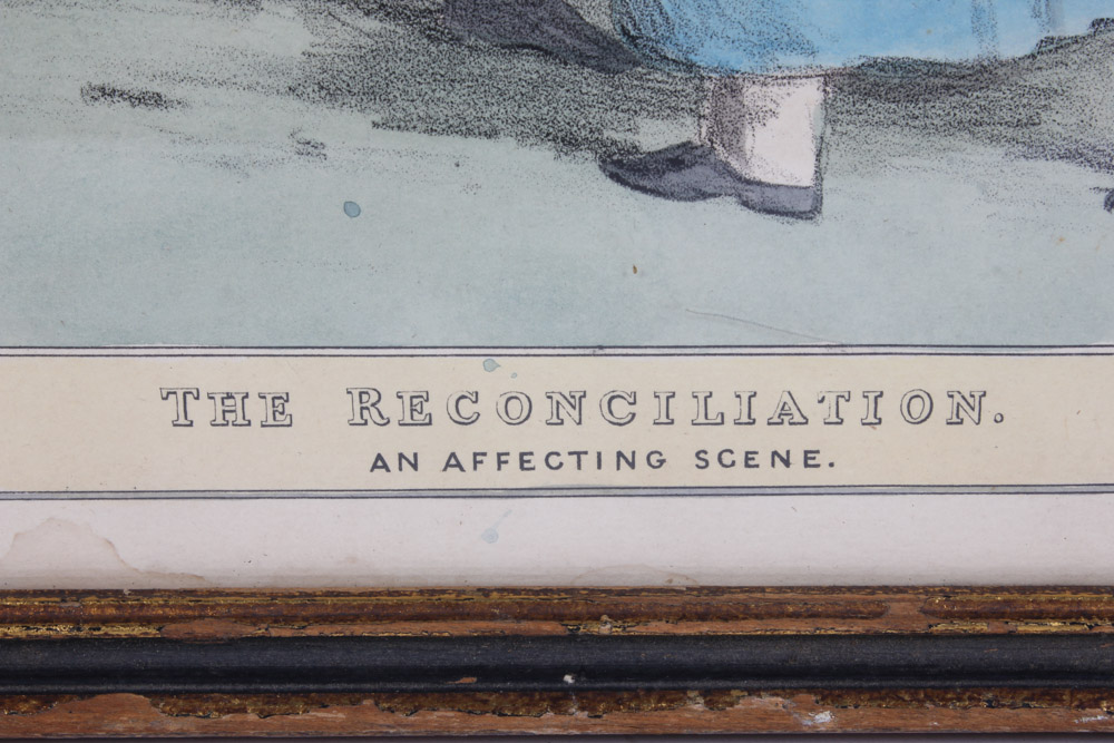 Pair of Hand Colored Lithographs "A Shocking Dirty Affair" and "The Reconciliation"