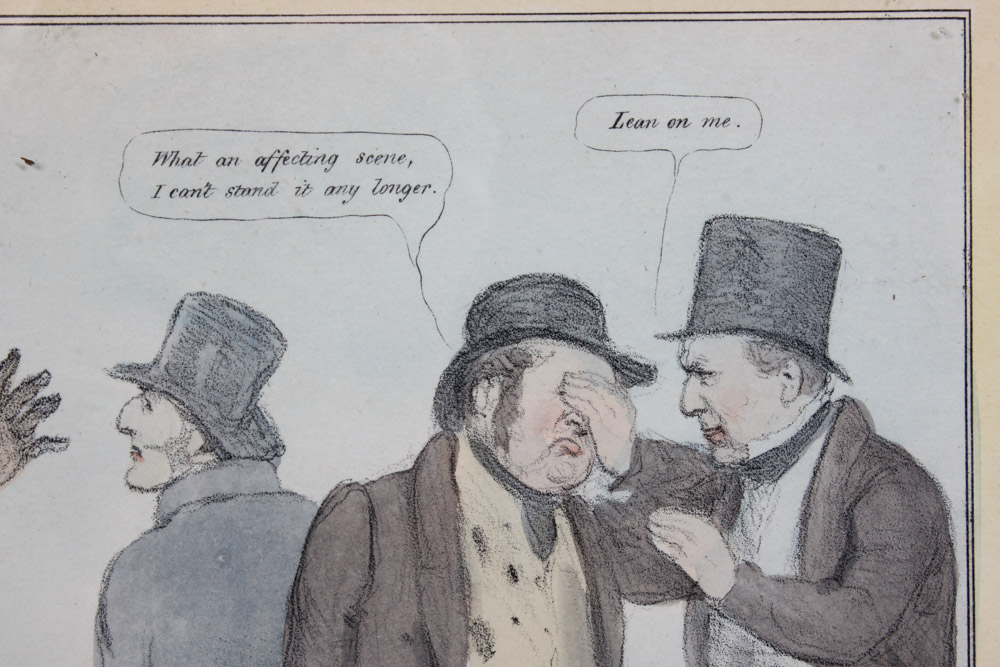 Pair of Hand Colored Lithographs "A Shocking Dirty Affair" and "The Reconciliation"