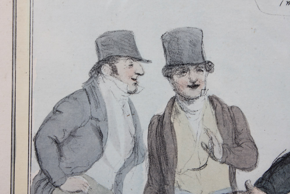 Pair of Hand Colored Lithographs "A Shocking Dirty Affair" and "The Reconciliation"