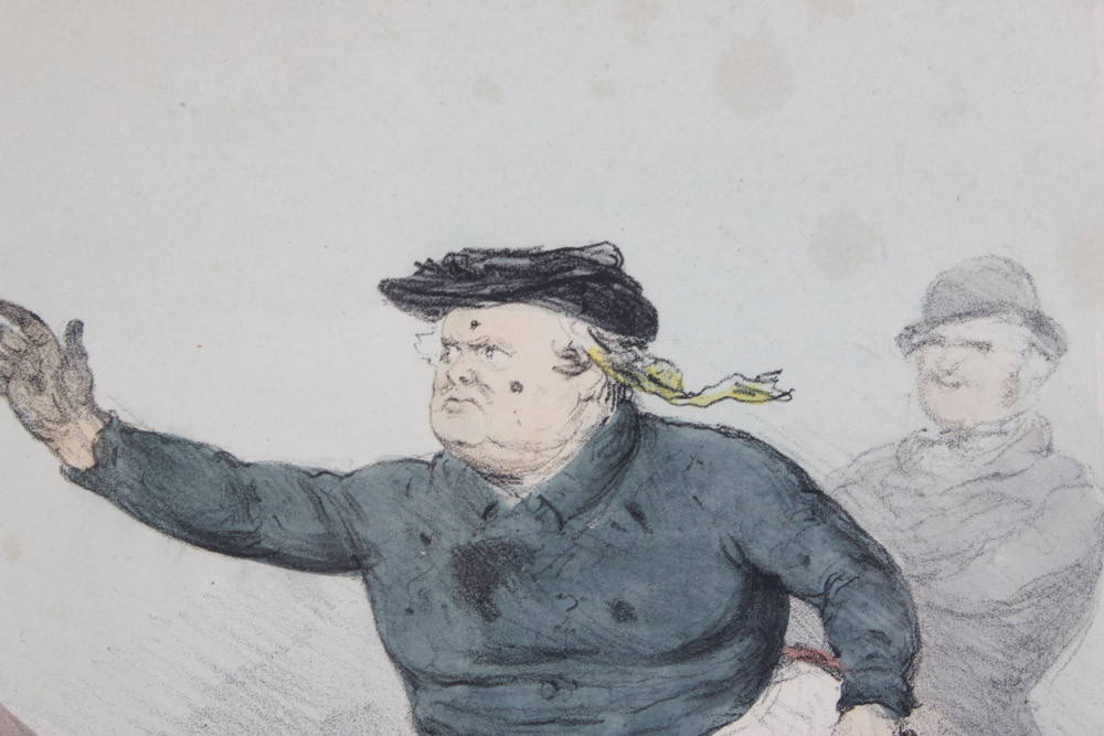 Pair of Hand Colored Lithographs "A Shocking Dirty Affair" and "The Reconciliation"