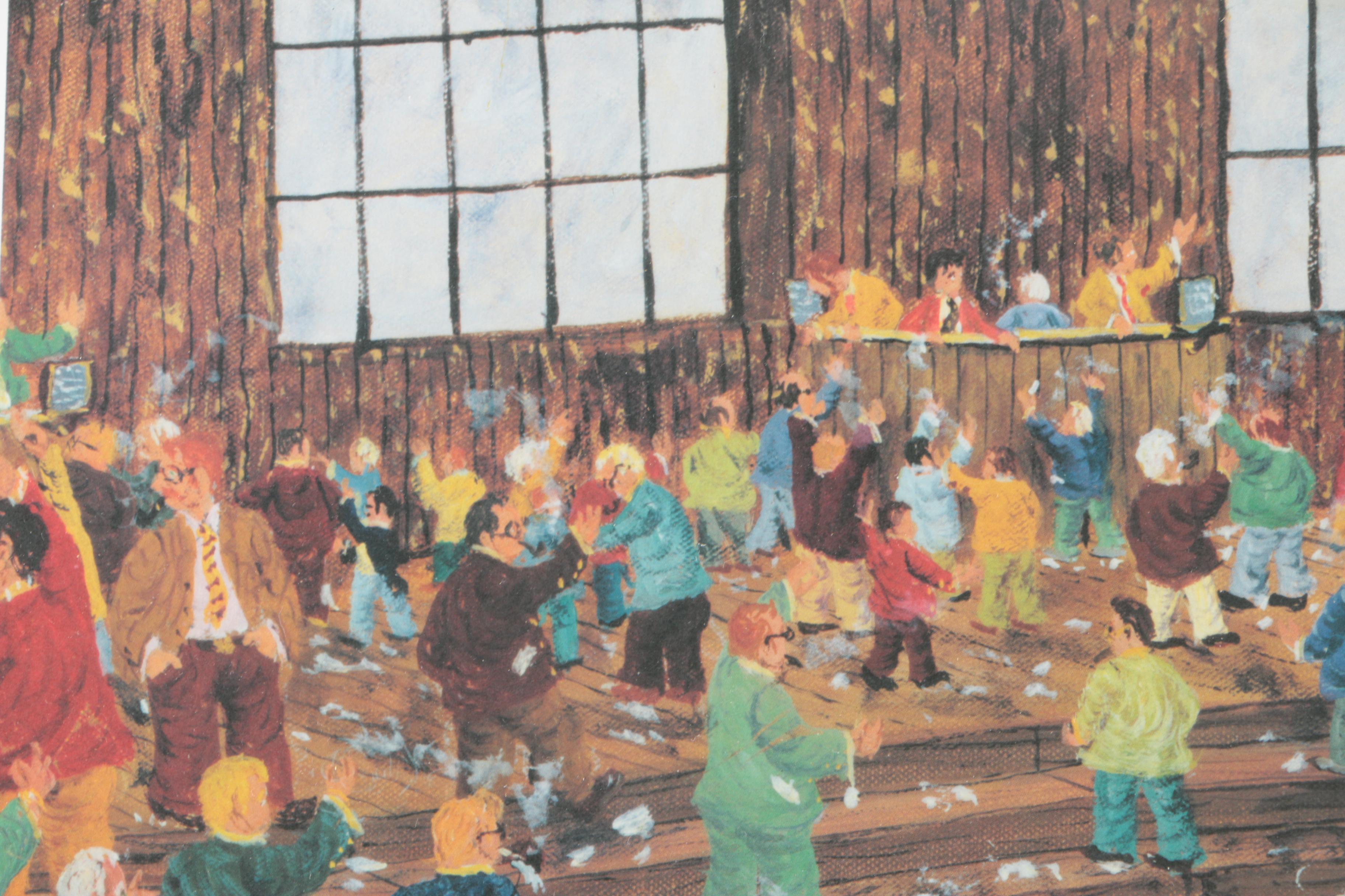 Gerald Nees Limited Edition Offset Lithograph of a Trading Floor