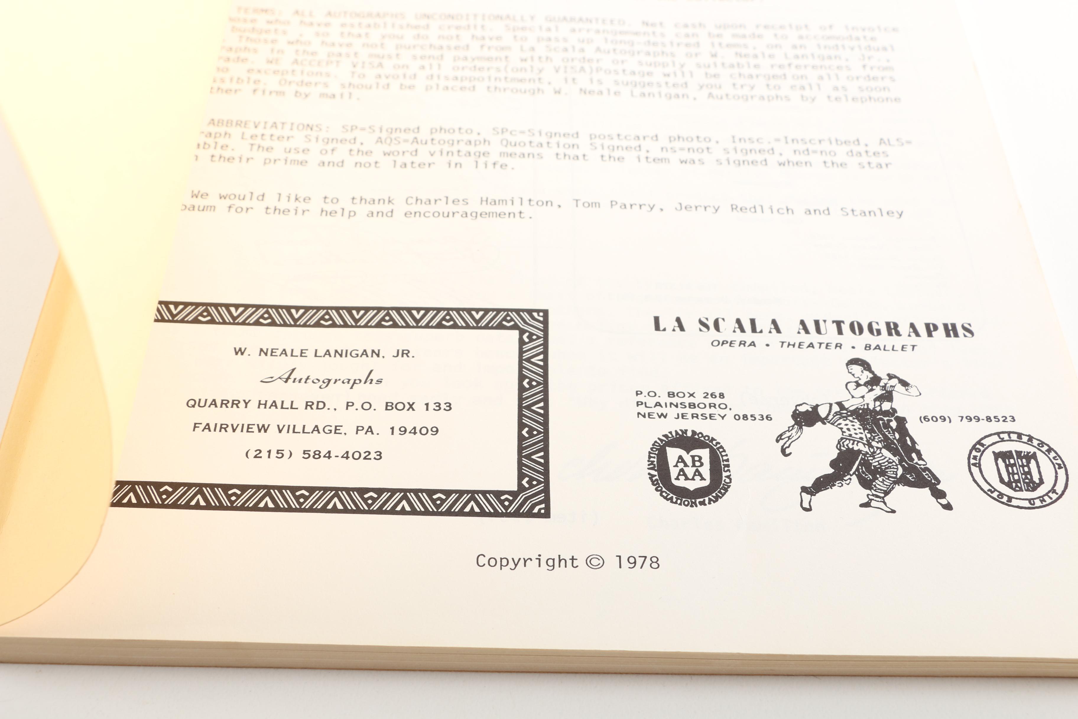 1978 "Film Autographs 1894-1941" by W. Neale Lanigan Jr.