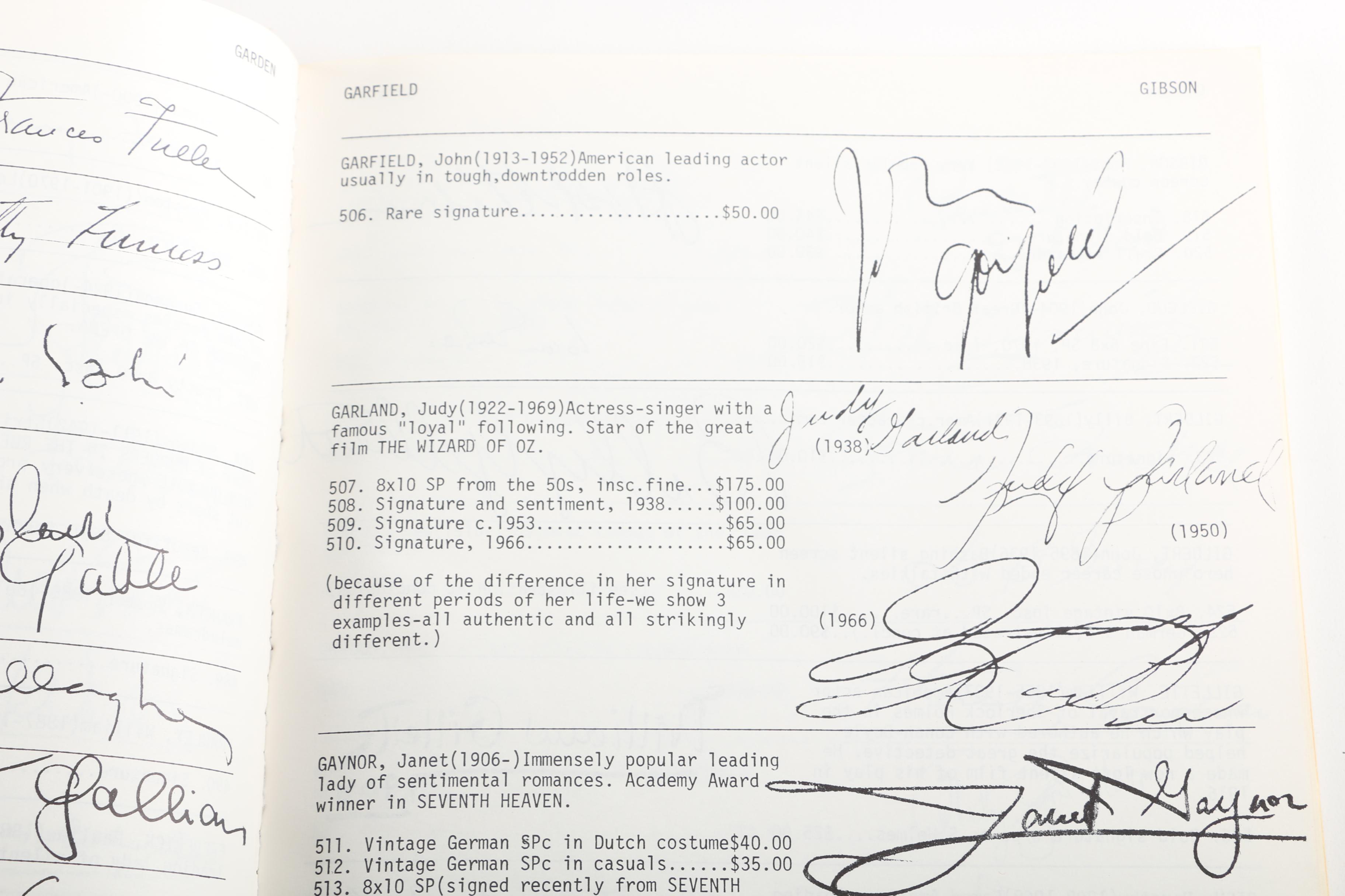 1978 "Film Autographs 1894-1941" by W. Neale Lanigan Jr.