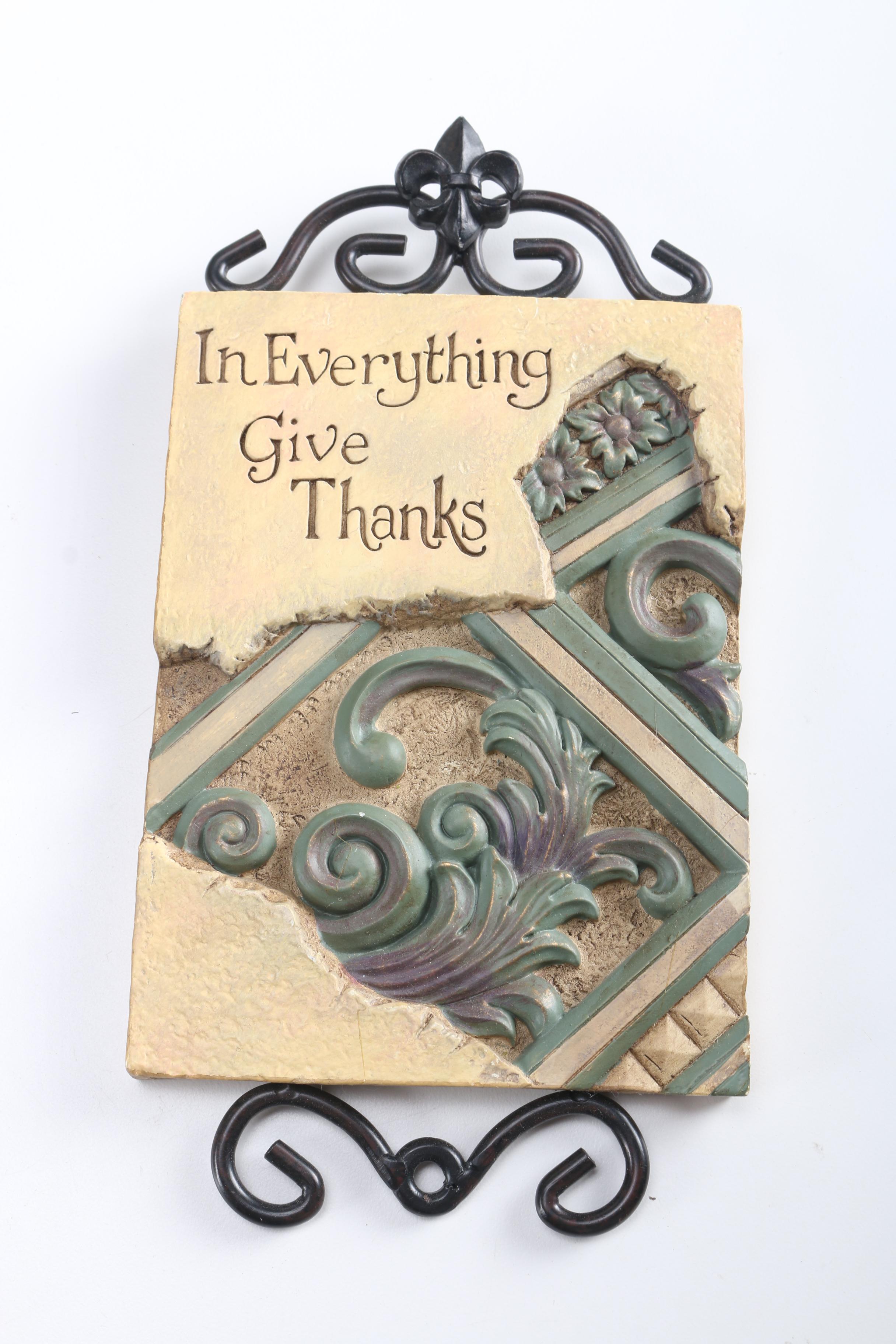 Cat Figure With Nesting Baskets and Decorative Plaques