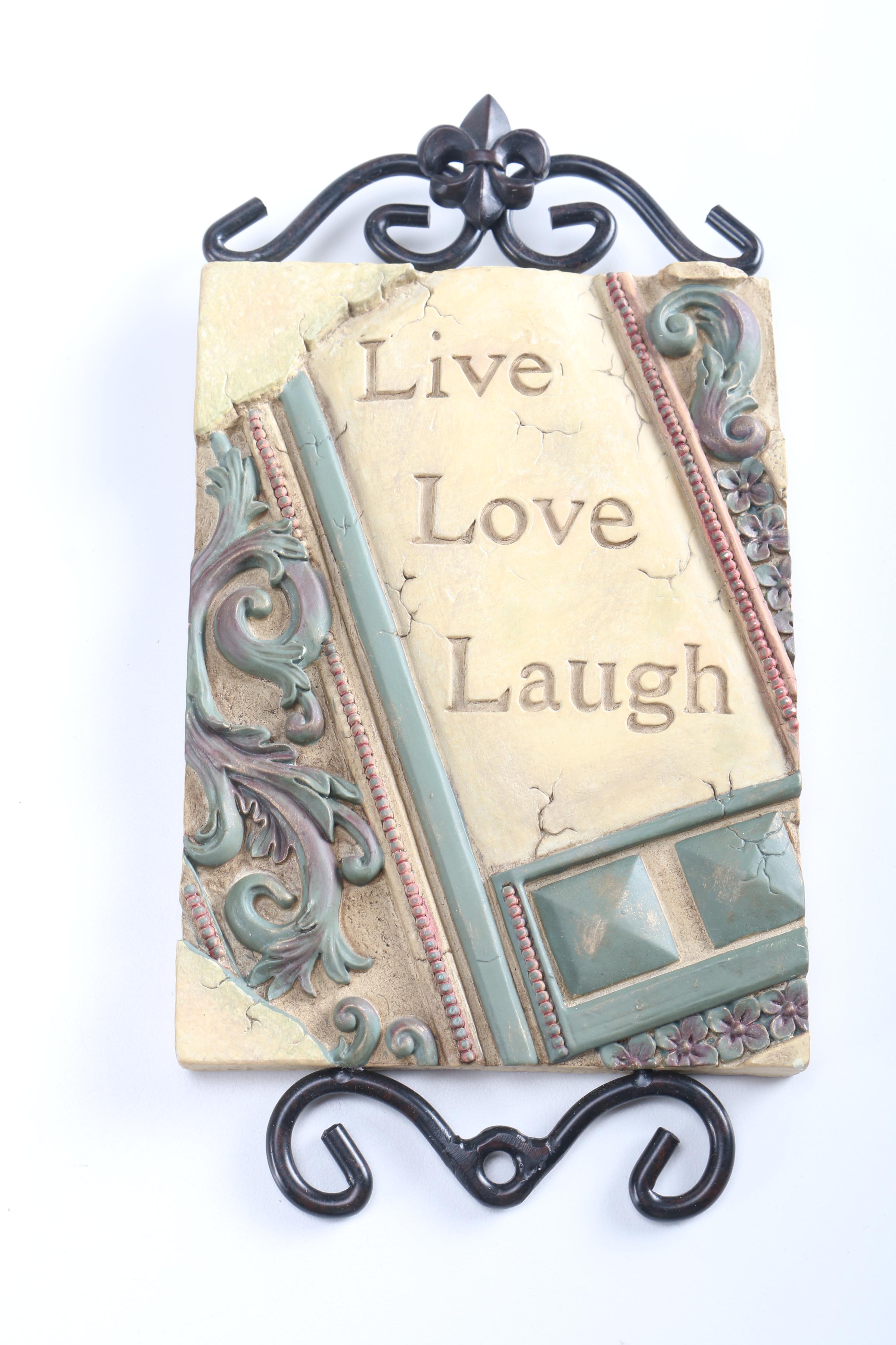 Cat Figure With Nesting Baskets and Decorative Plaques