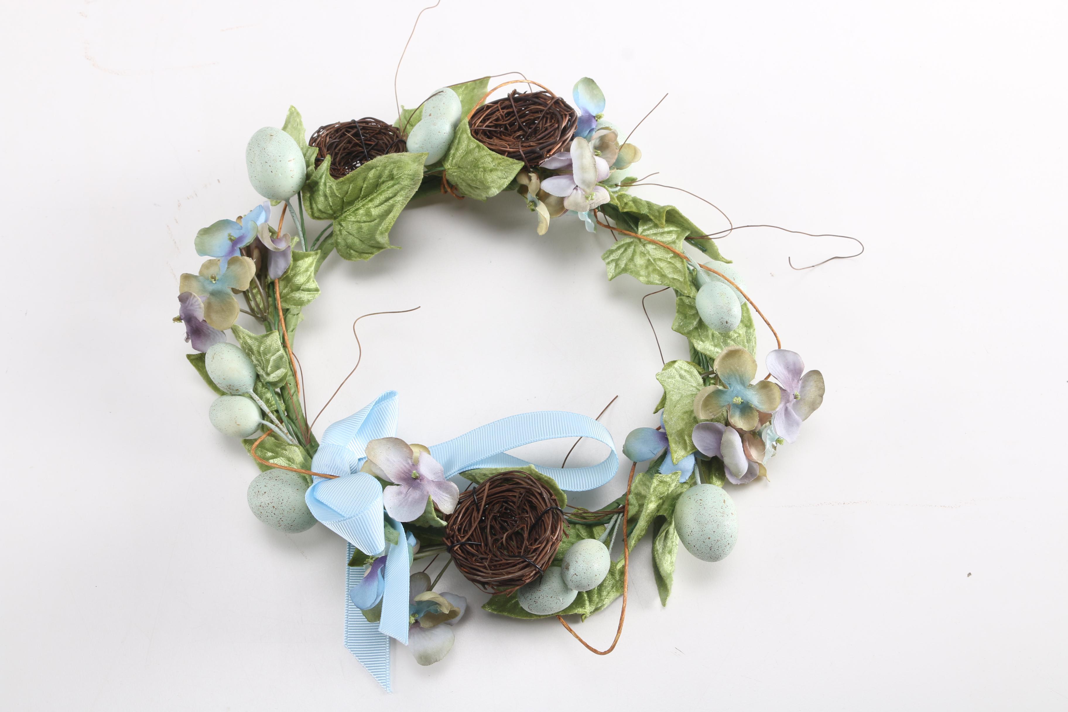 Cat Figure With Nesting Baskets and Decorative Plaques