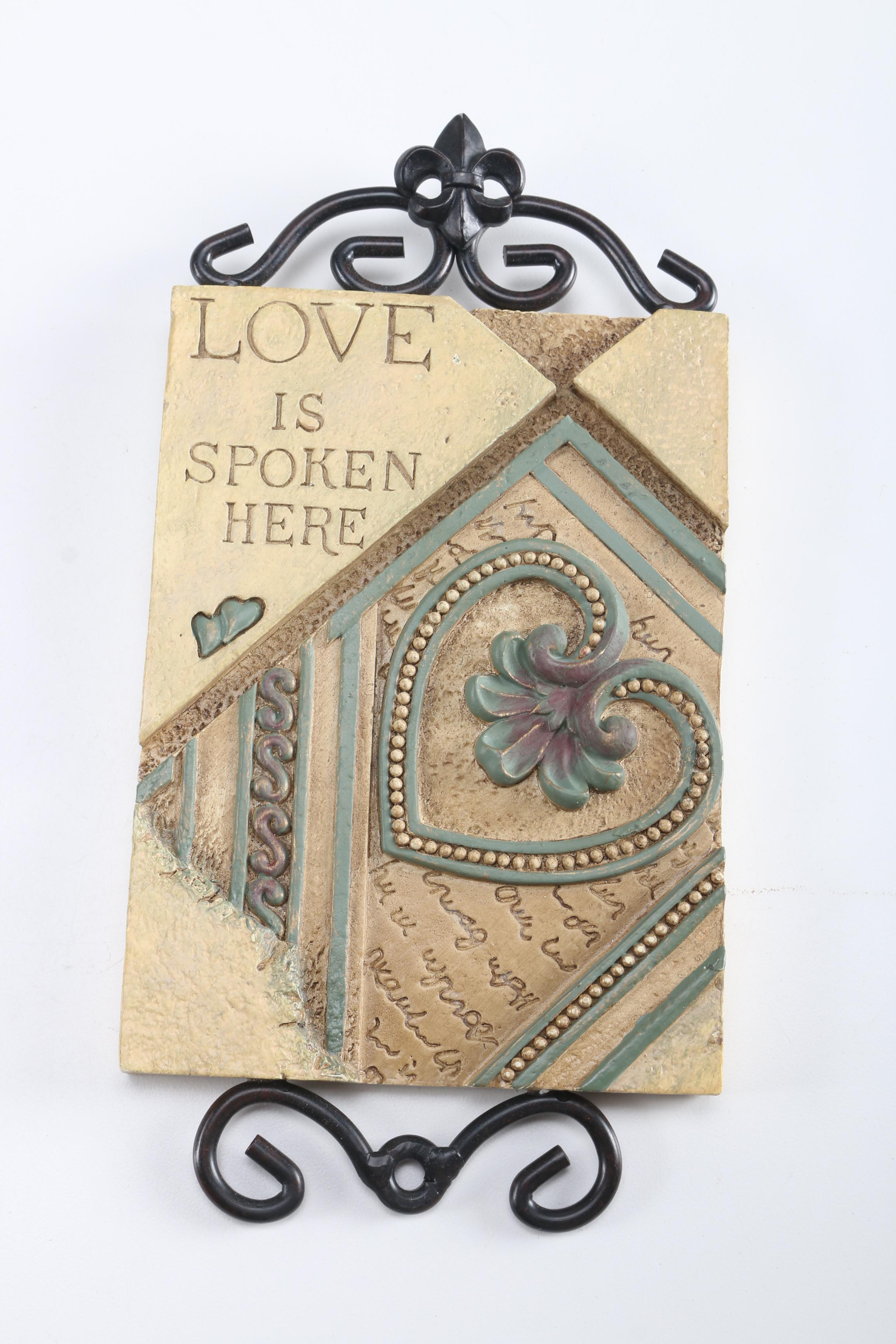 Cat Figure With Nesting Baskets and Decorative Plaques