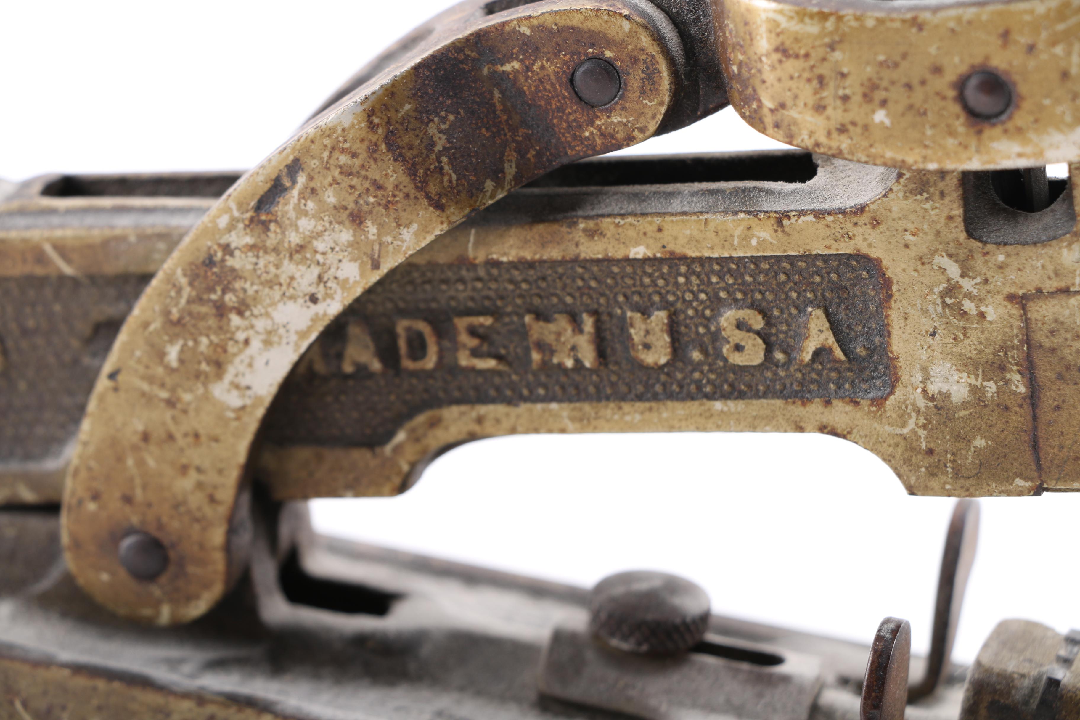 Pair of Early 20th Century Sad Irons and Acme "Midget" Stapler