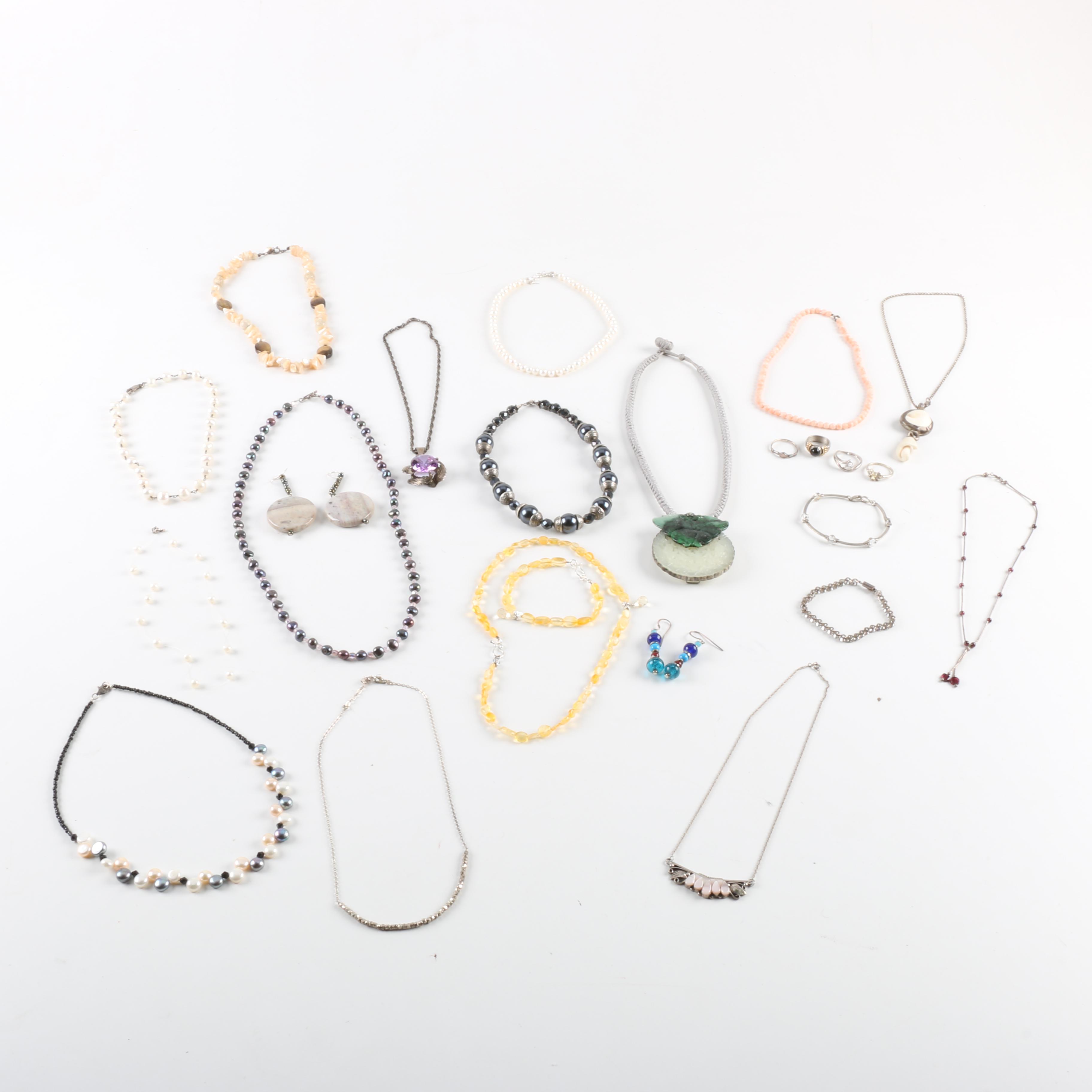 Sterling Silver Jewelry Featuring Agate and Onyx