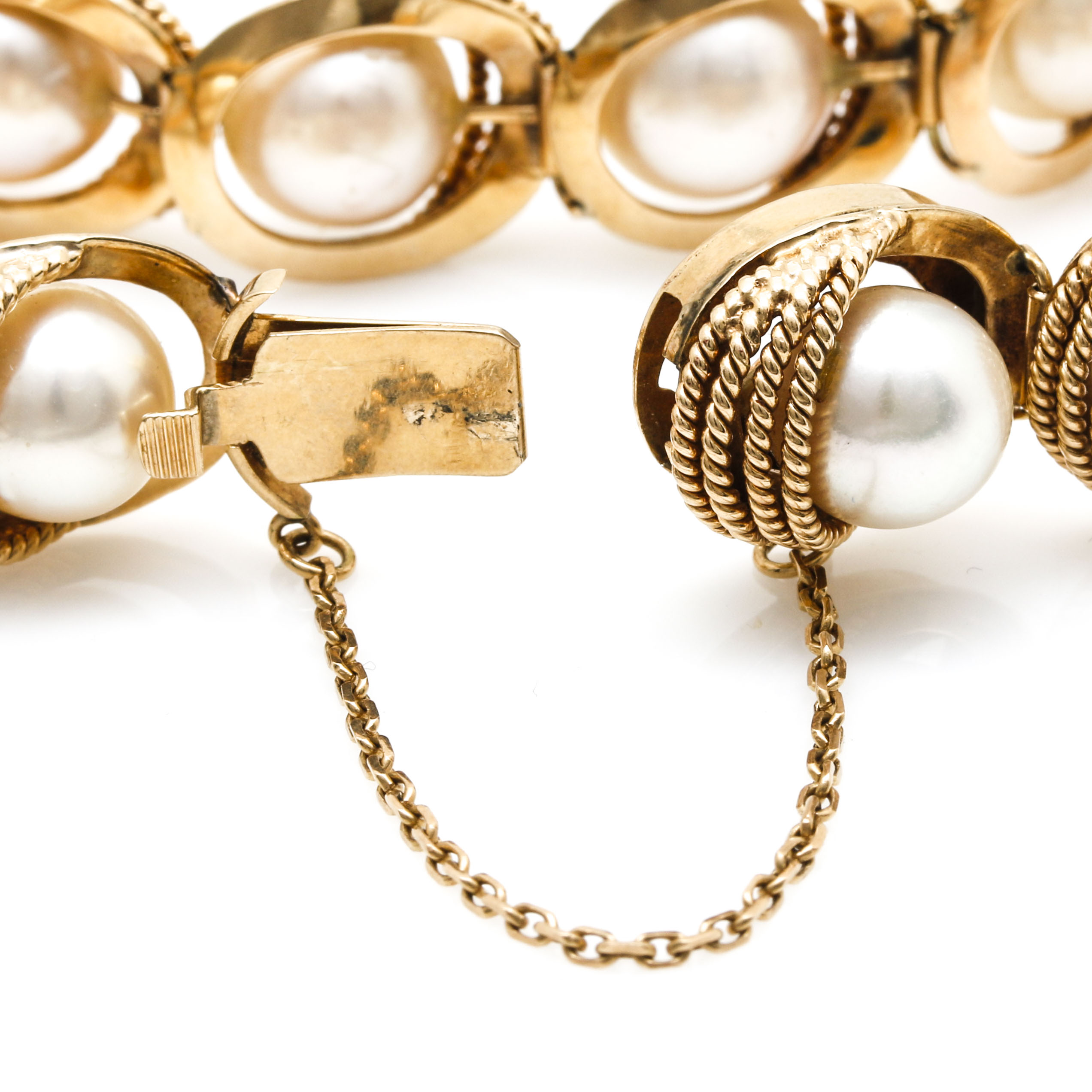 14K Yellow Gold Cultured Pearl Bracelet