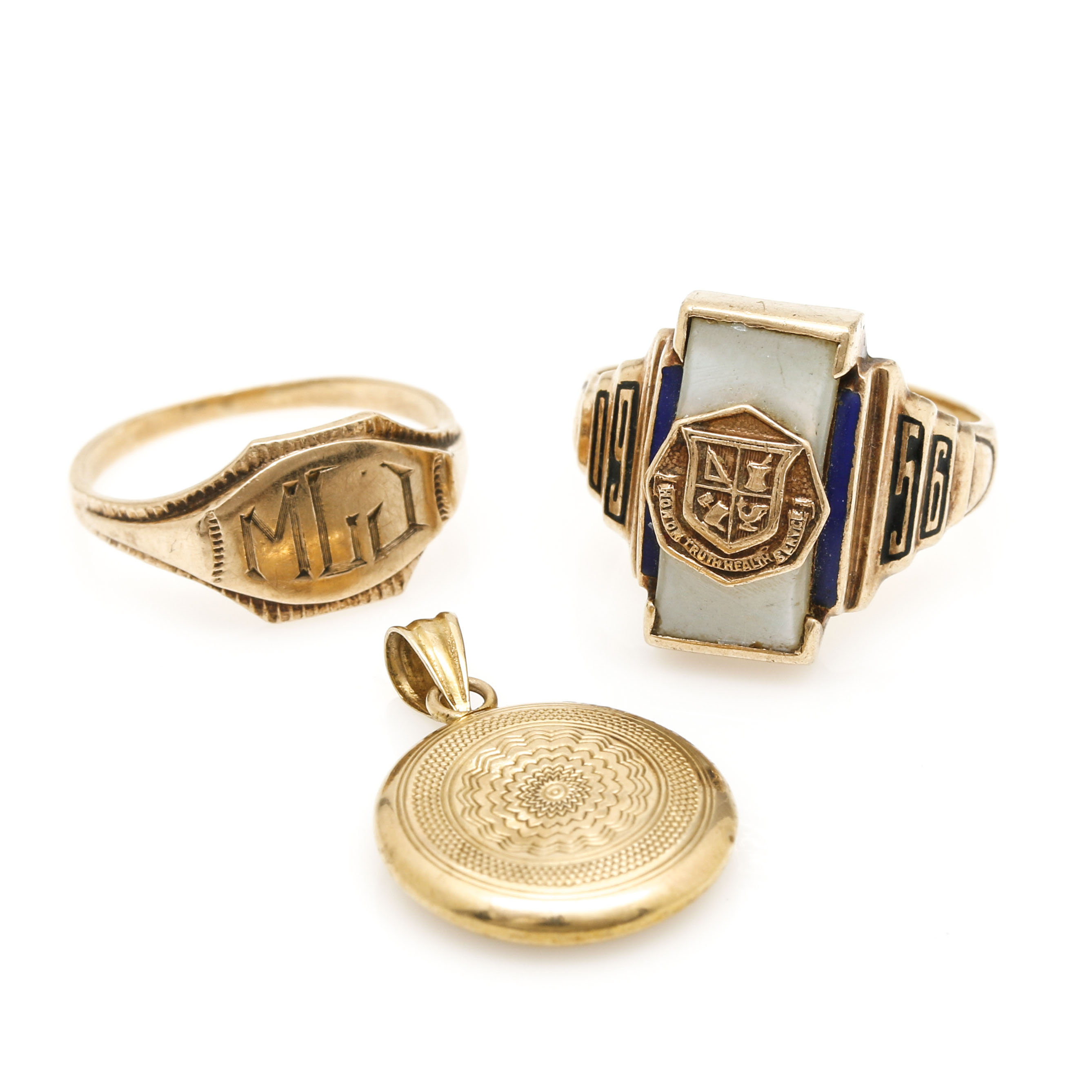 Vintage 10K Yellow Gold Pendant and Rings