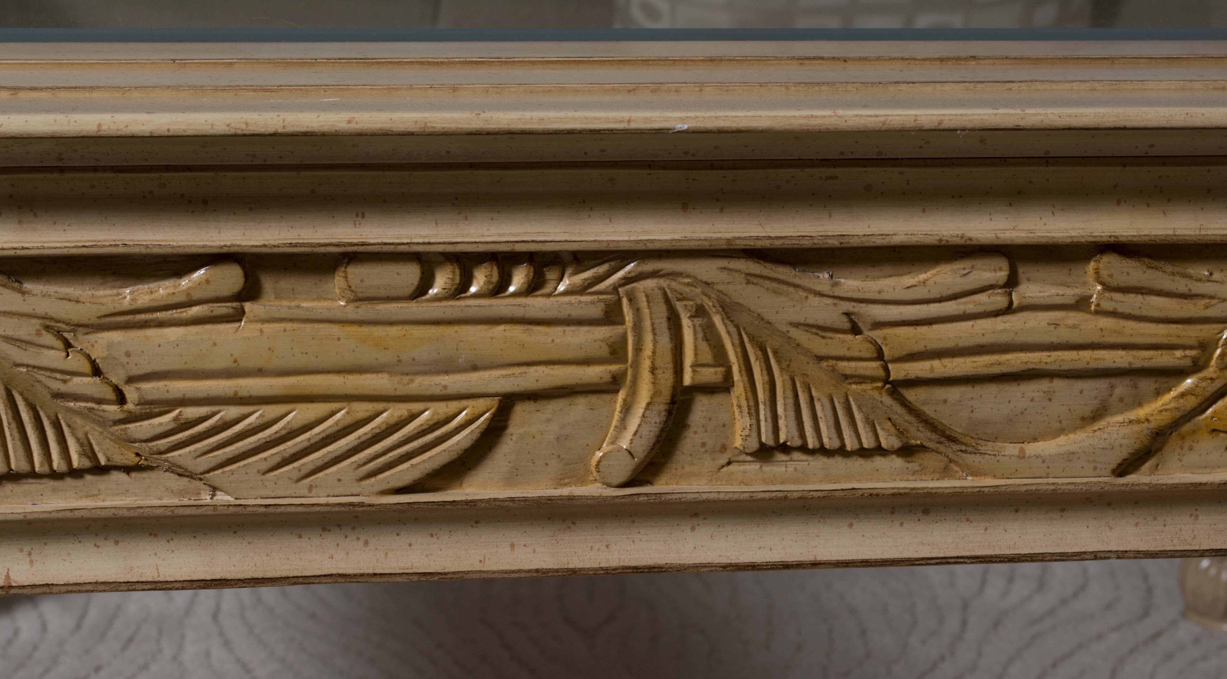 Contemporary Neoclassical Style Coffee Table With Glass Top