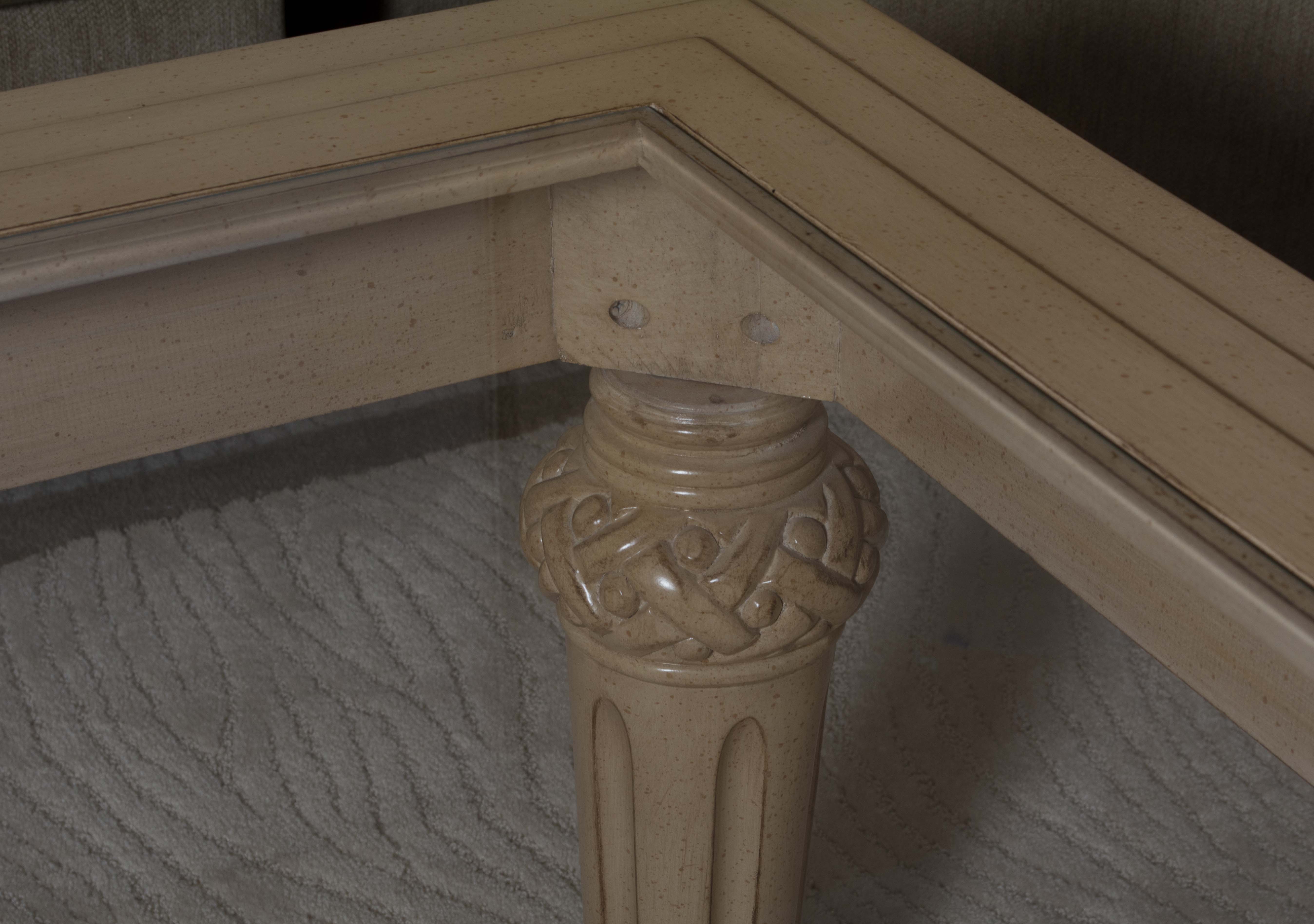 Contemporary Neoclassical Style Coffee Table With Glass Top