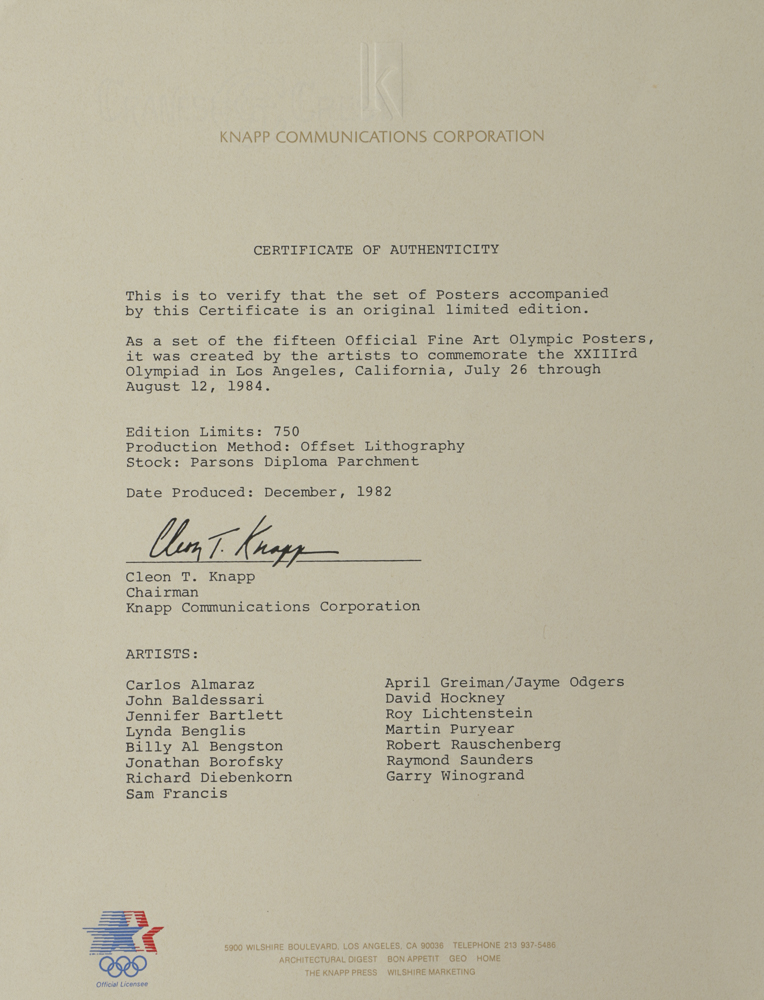 Complete Portfolio "Games of the XXIII Olympiad Los Angeles 1984"