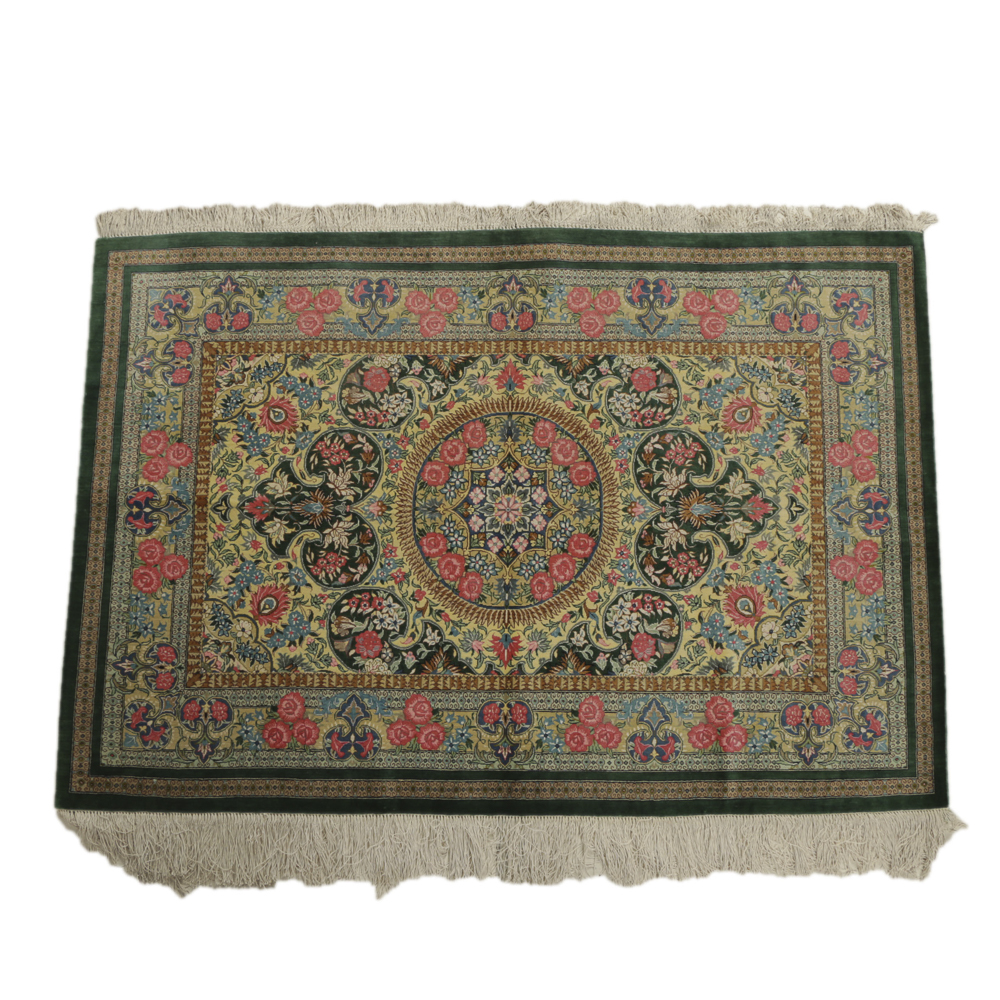 Late 20th-Century Handwoven Persian Silk Rug