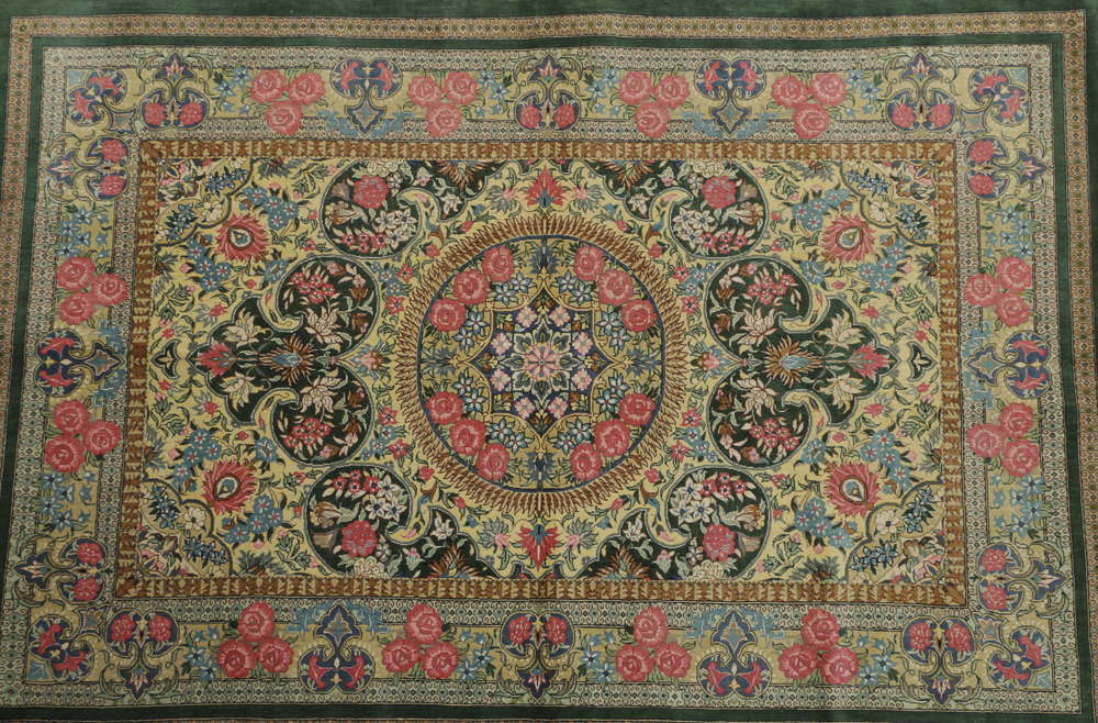 Late 20th-Century Handwoven Persian Silk Rug