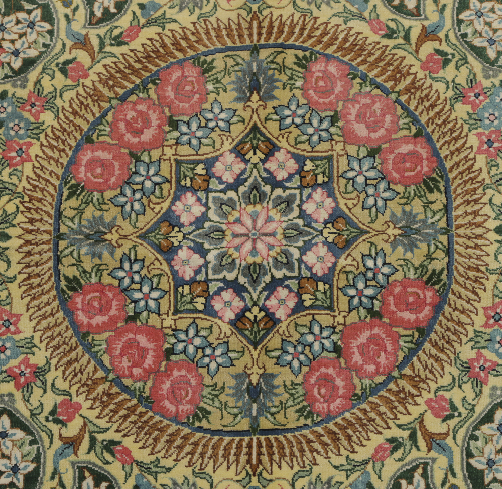 Late 20th-Century Handwoven Persian Silk Rug
