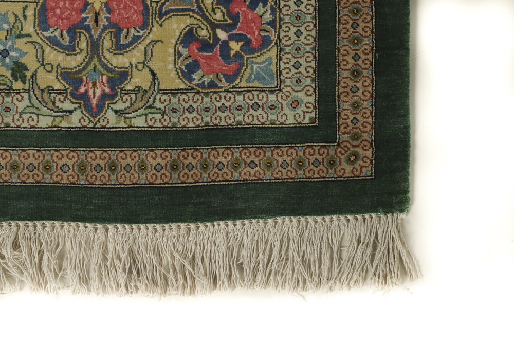 Late 20th-Century Handwoven Persian Silk Rug