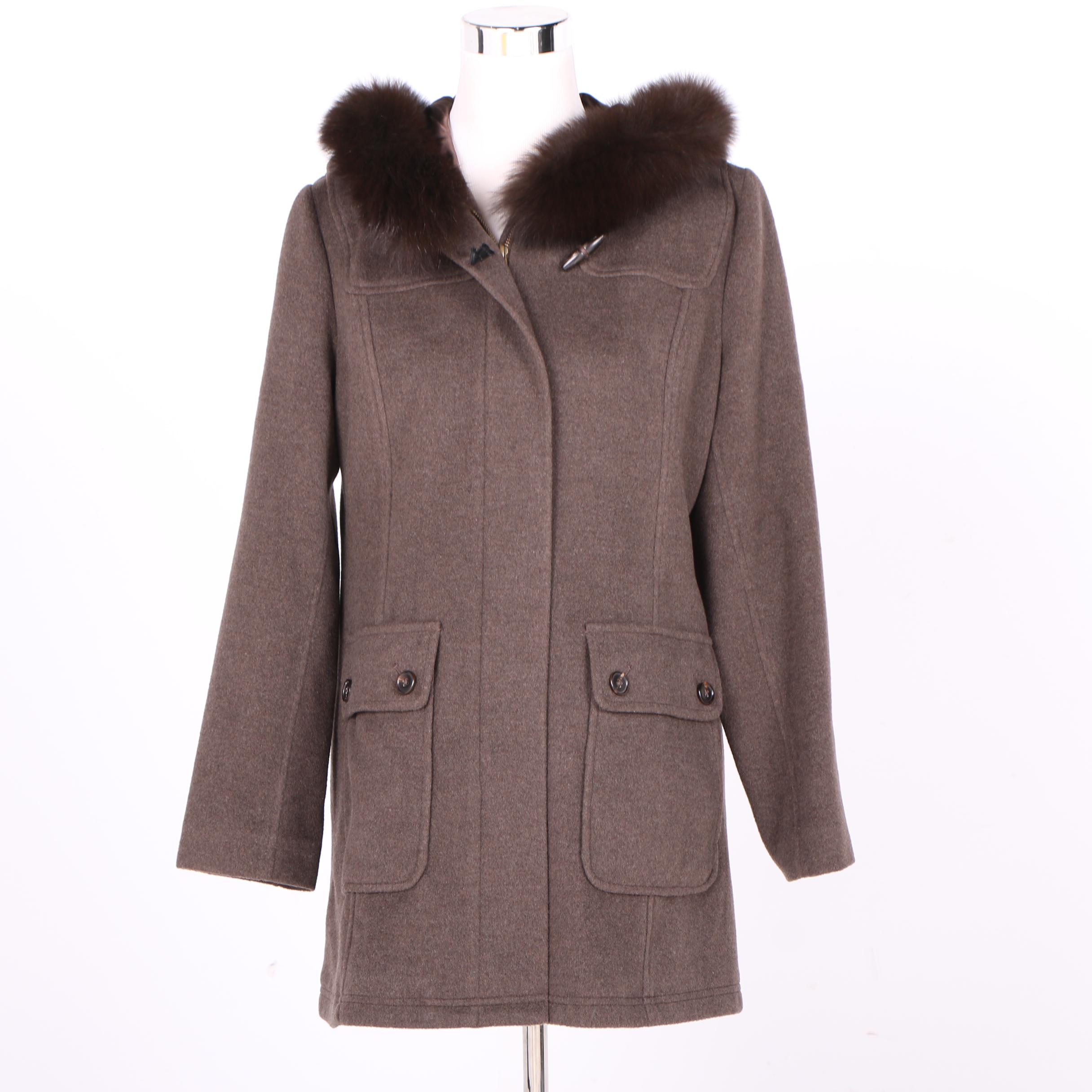 Sofia Cashmere Coat with Fox Fur Trim