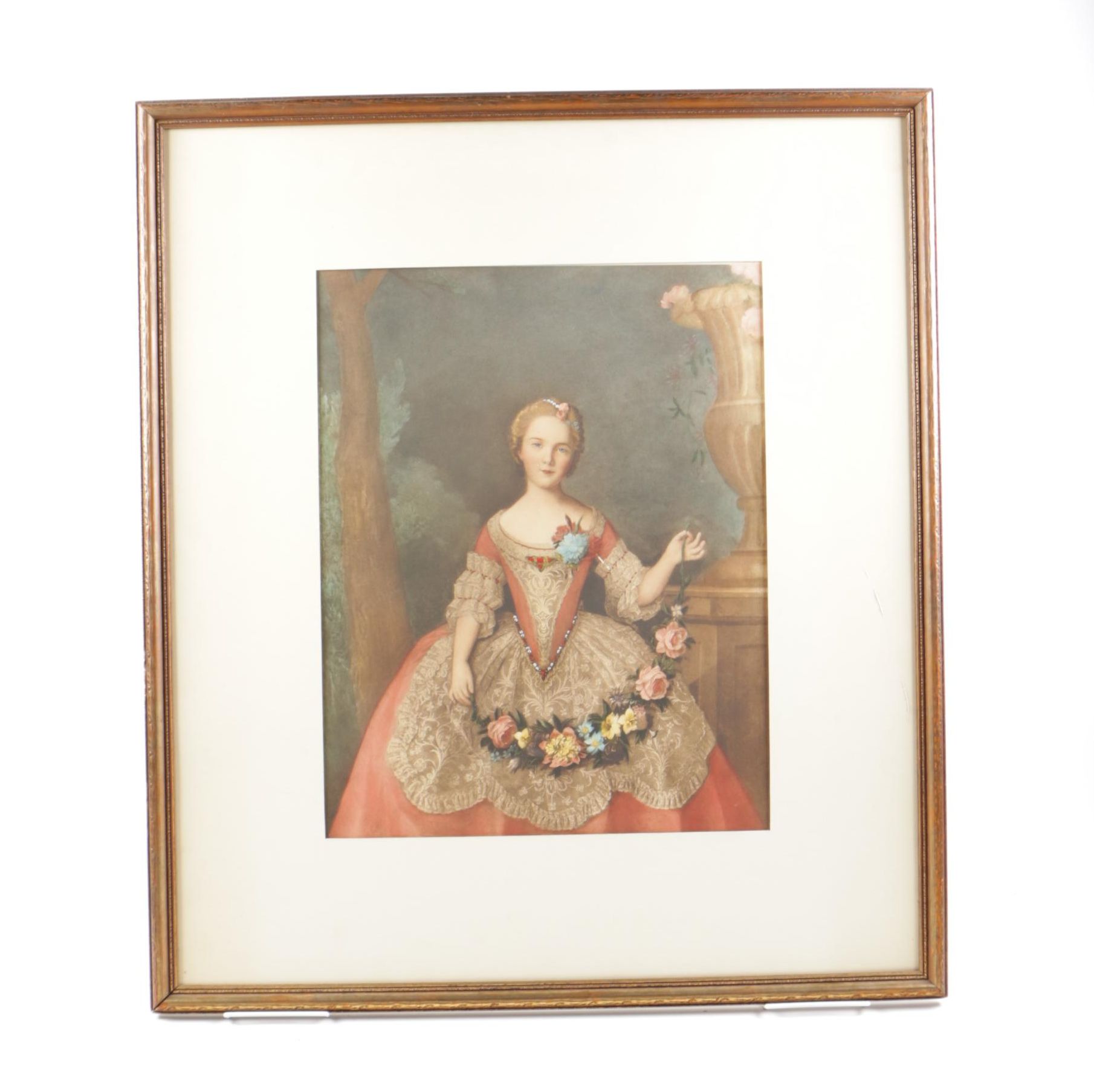 Hand Tinted Lithograph on Paper Portrait of a Girl