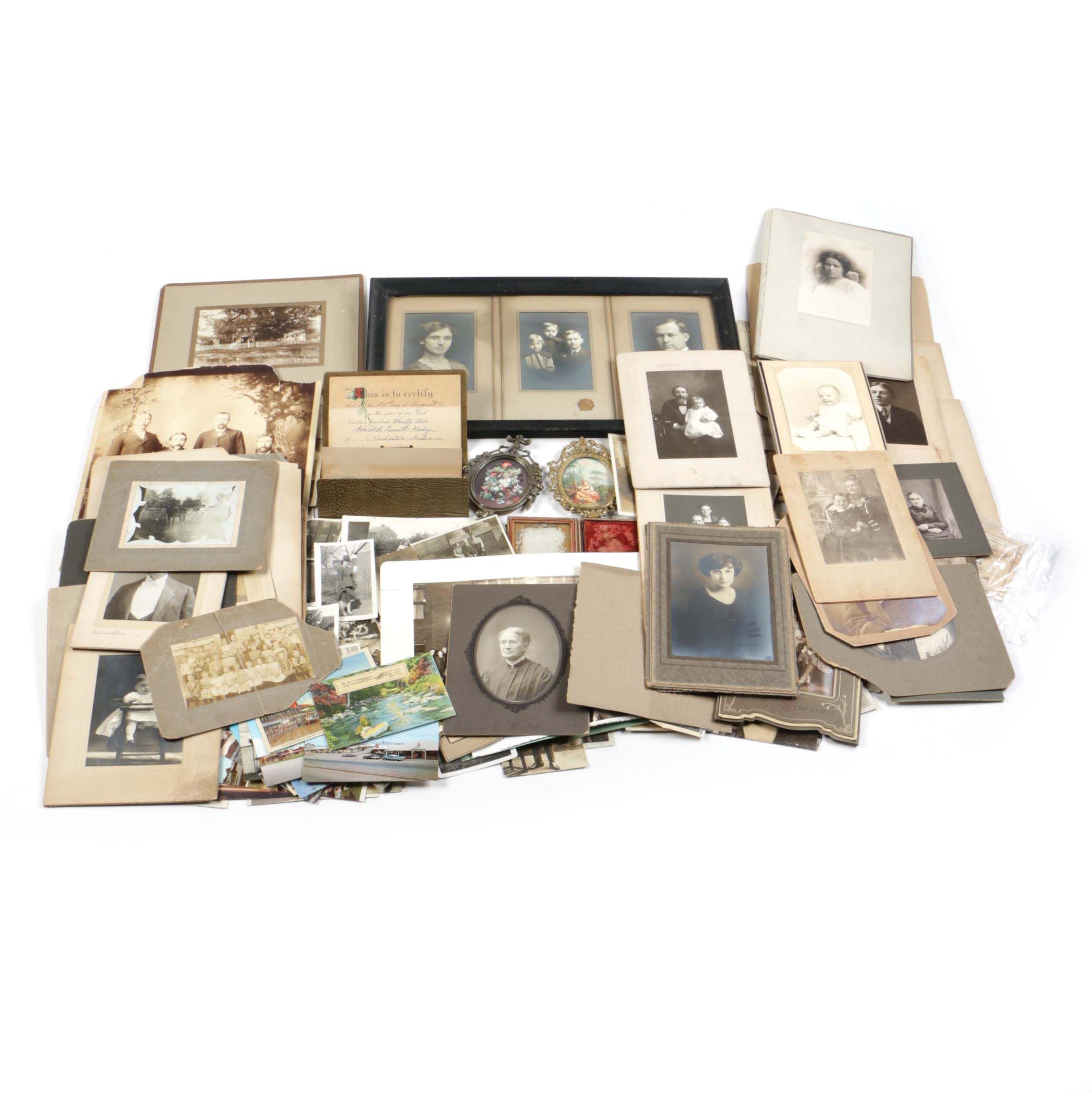 Assorted Antique and Vintage  Photos, Postcards, and Other Items