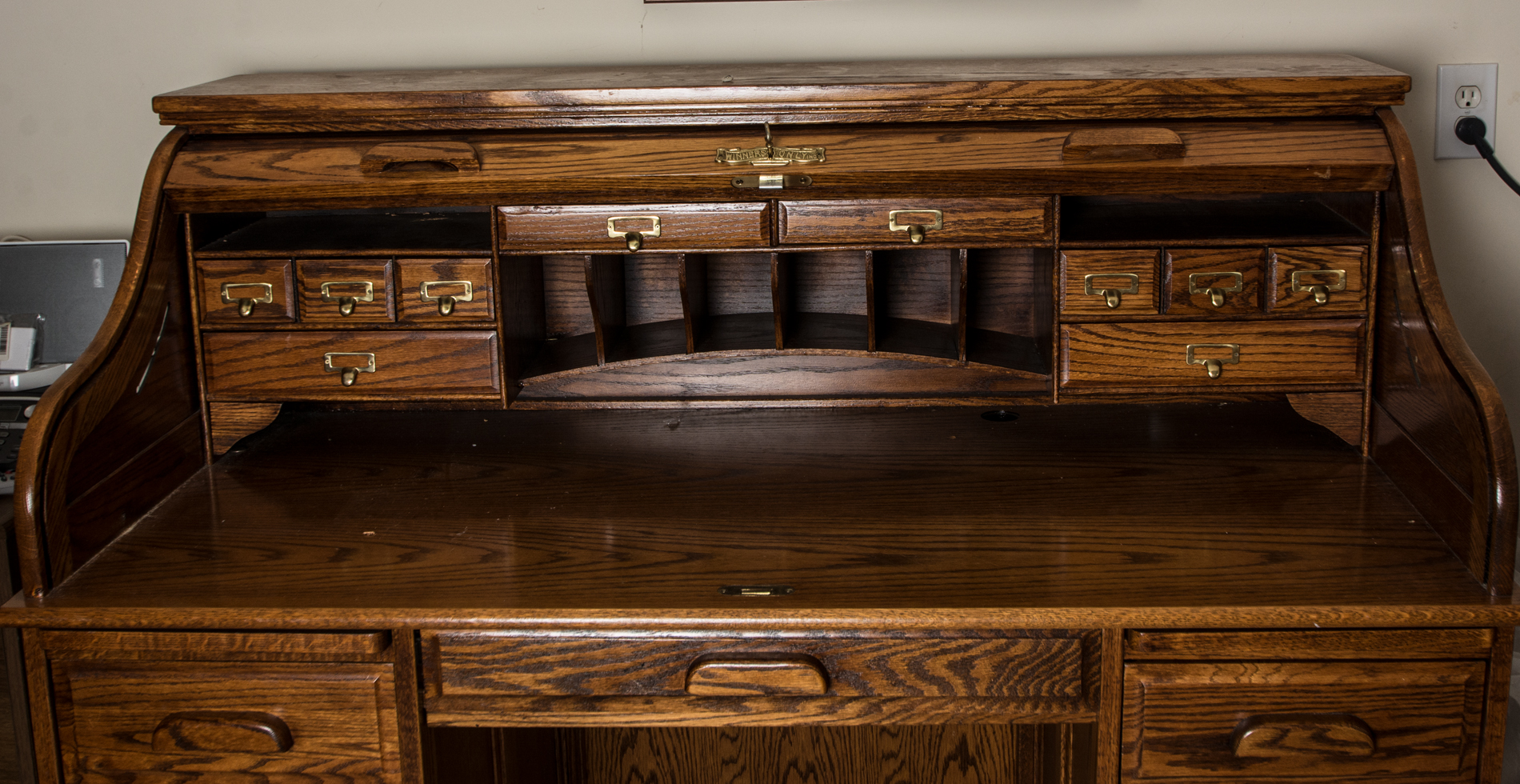 Oak Roll Top Desk by Winners Only Inc.
