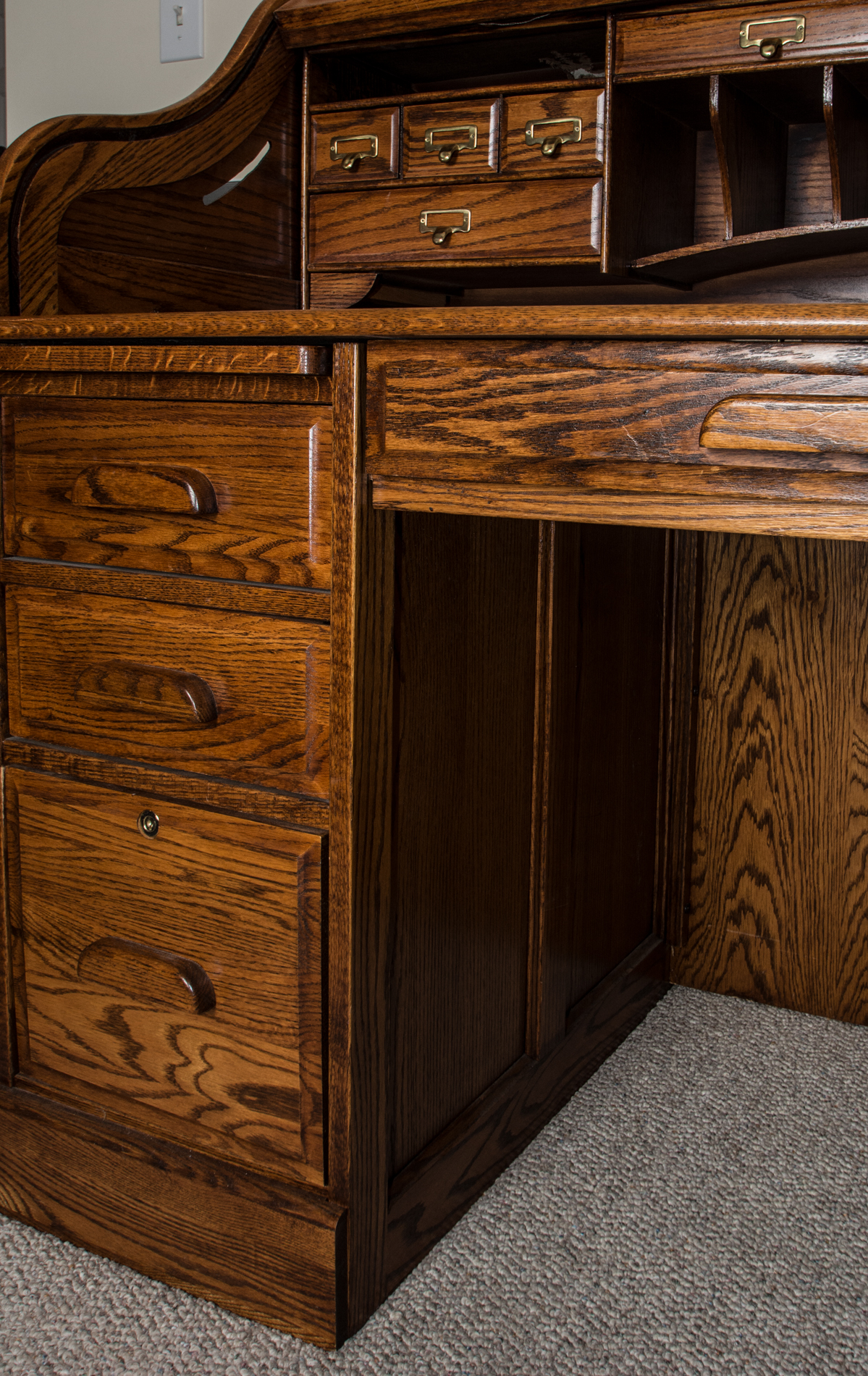 Oak Roll Top Desk by Winners Only Inc.