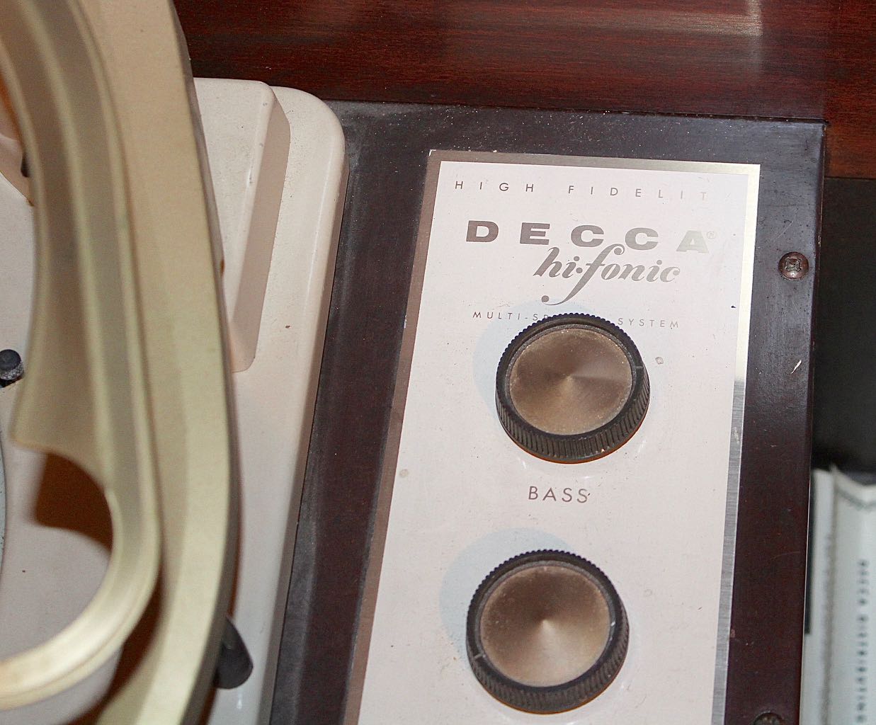 Vintage Decca Hi-Fonic Record Player Console in Wood Cabinet