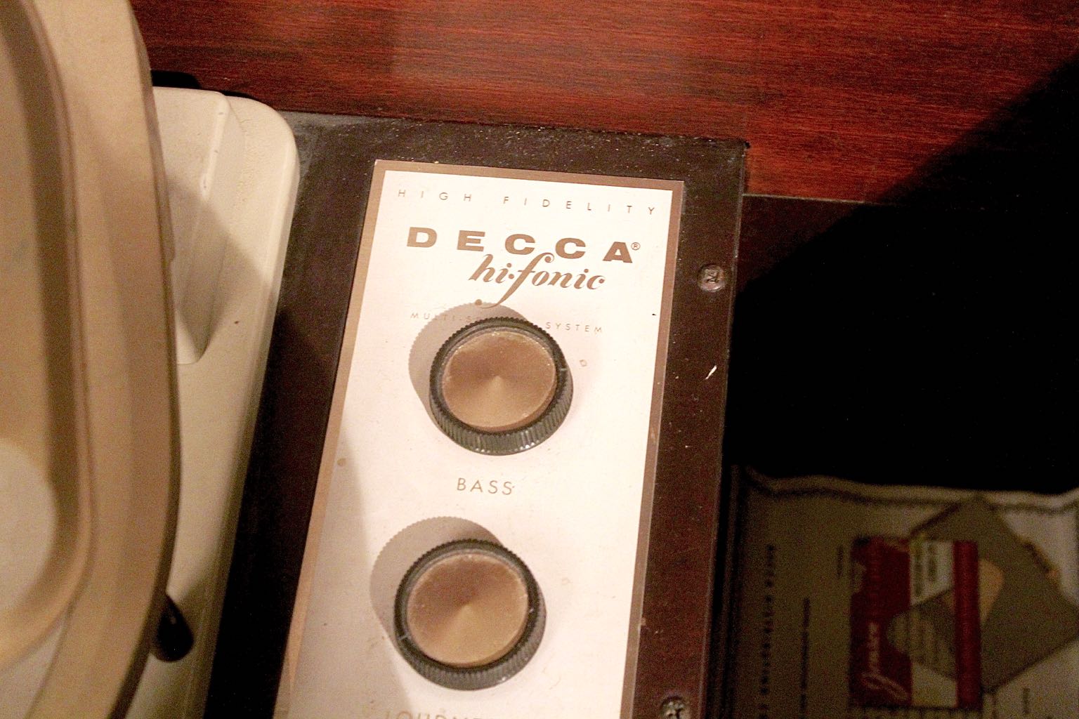 Vintage Decca Hi-Fonic Record Player Console in Wood Cabinet