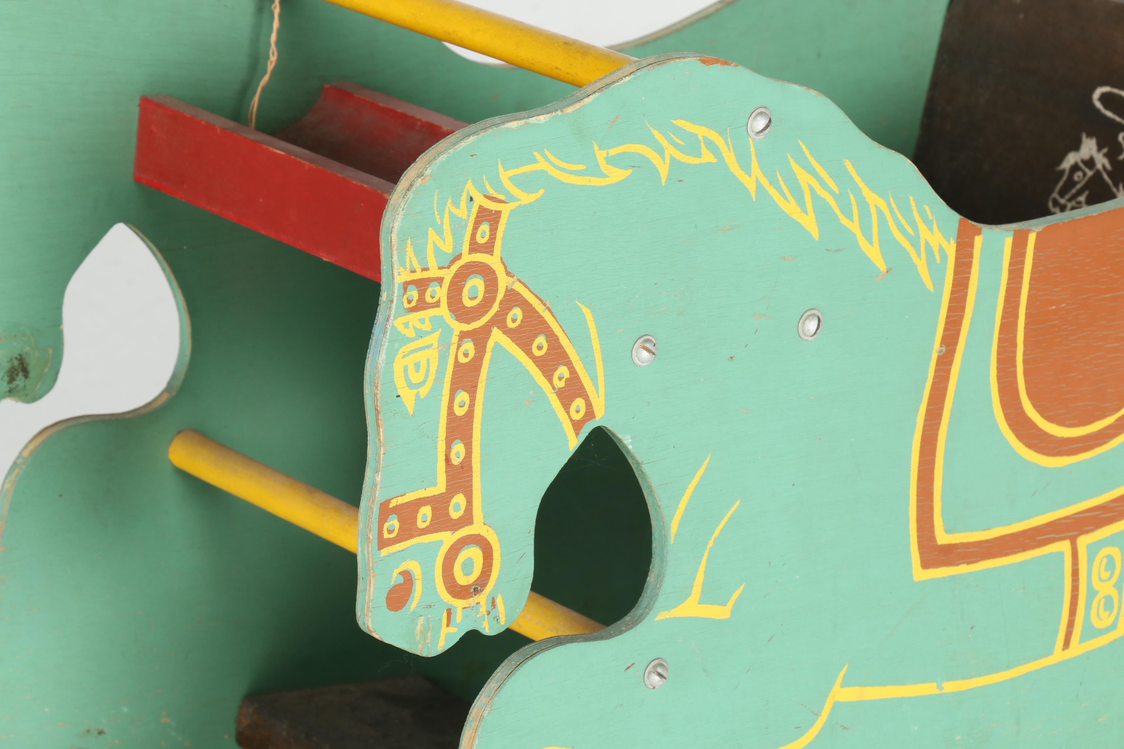Hand-Painted Wooden Rocking Horse Bench