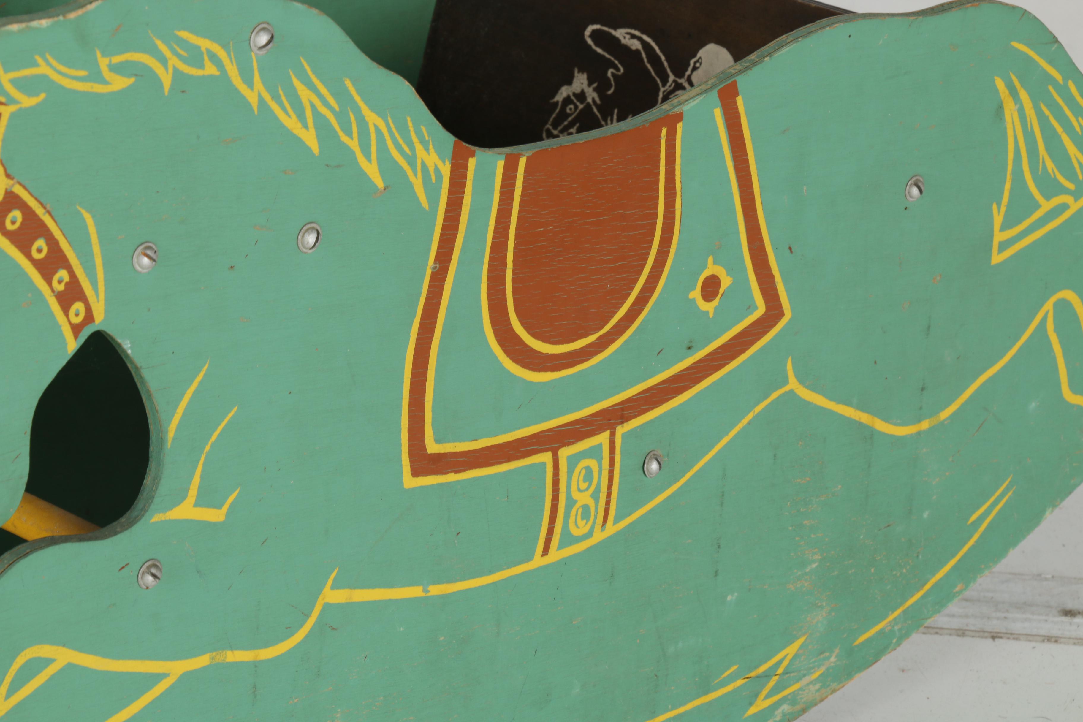 Hand-Painted Wooden Rocking Horse Bench