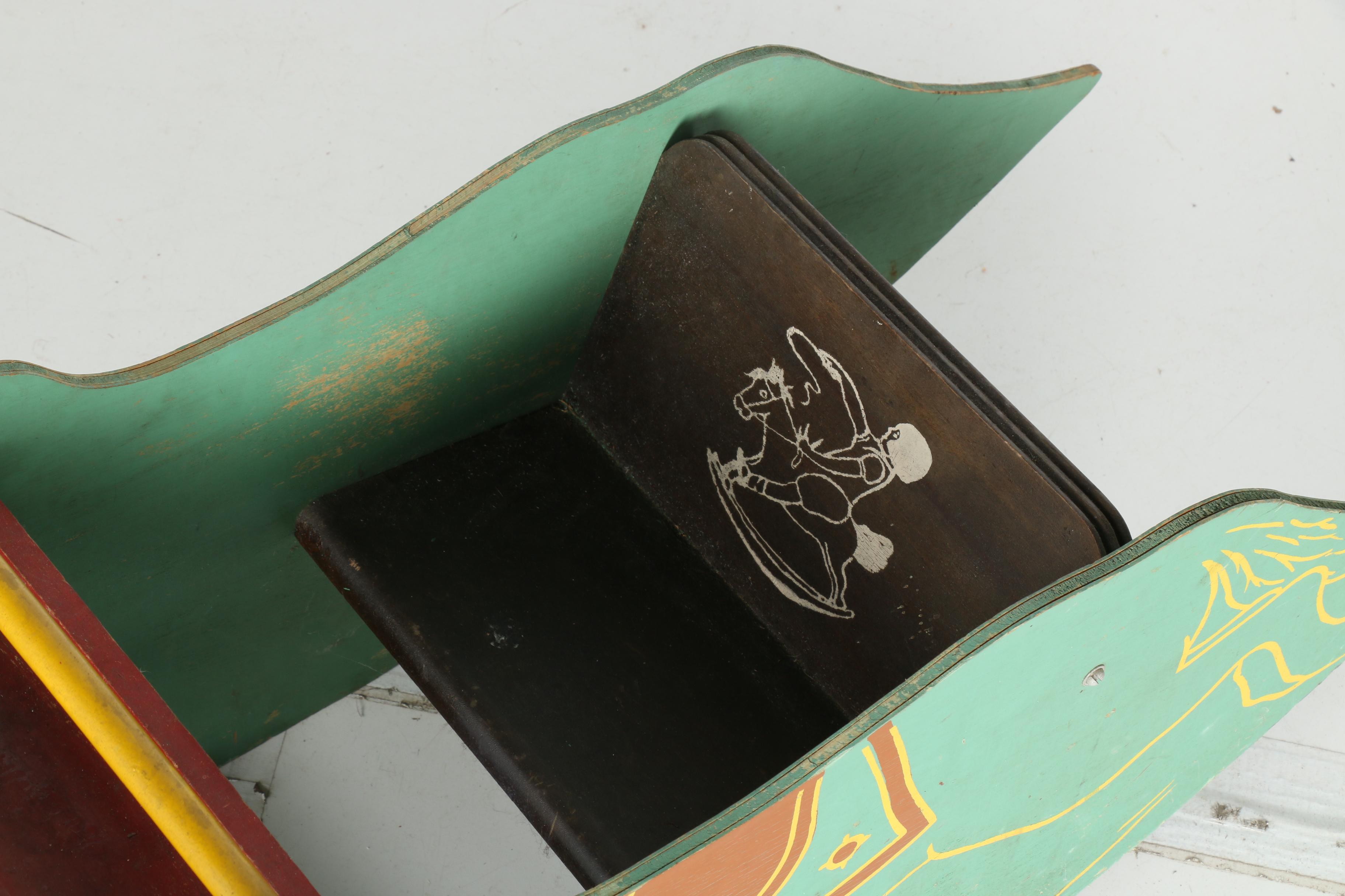 Hand-Painted Wooden Rocking Horse Bench