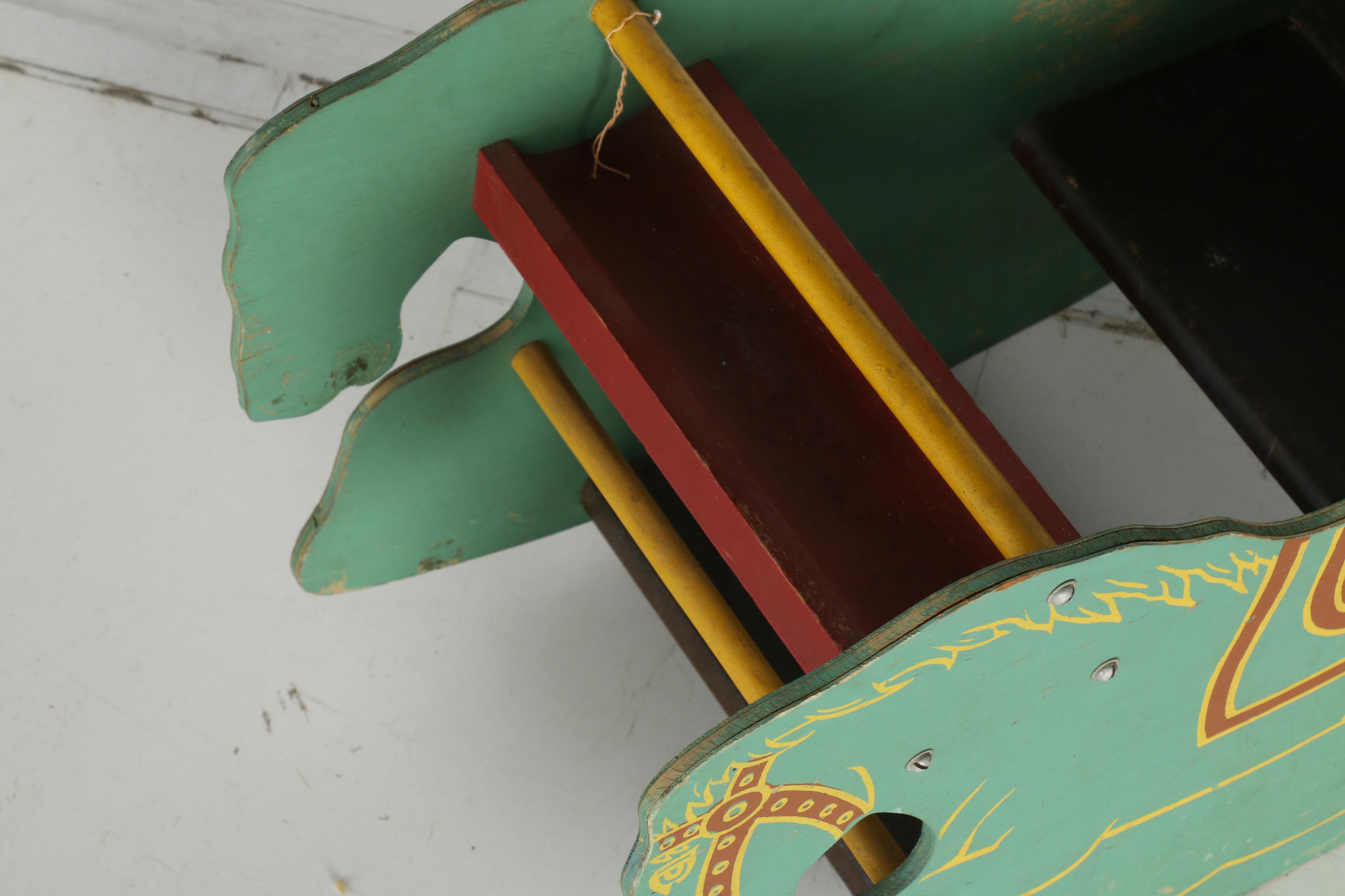 Hand-Painted Wooden Rocking Horse Bench