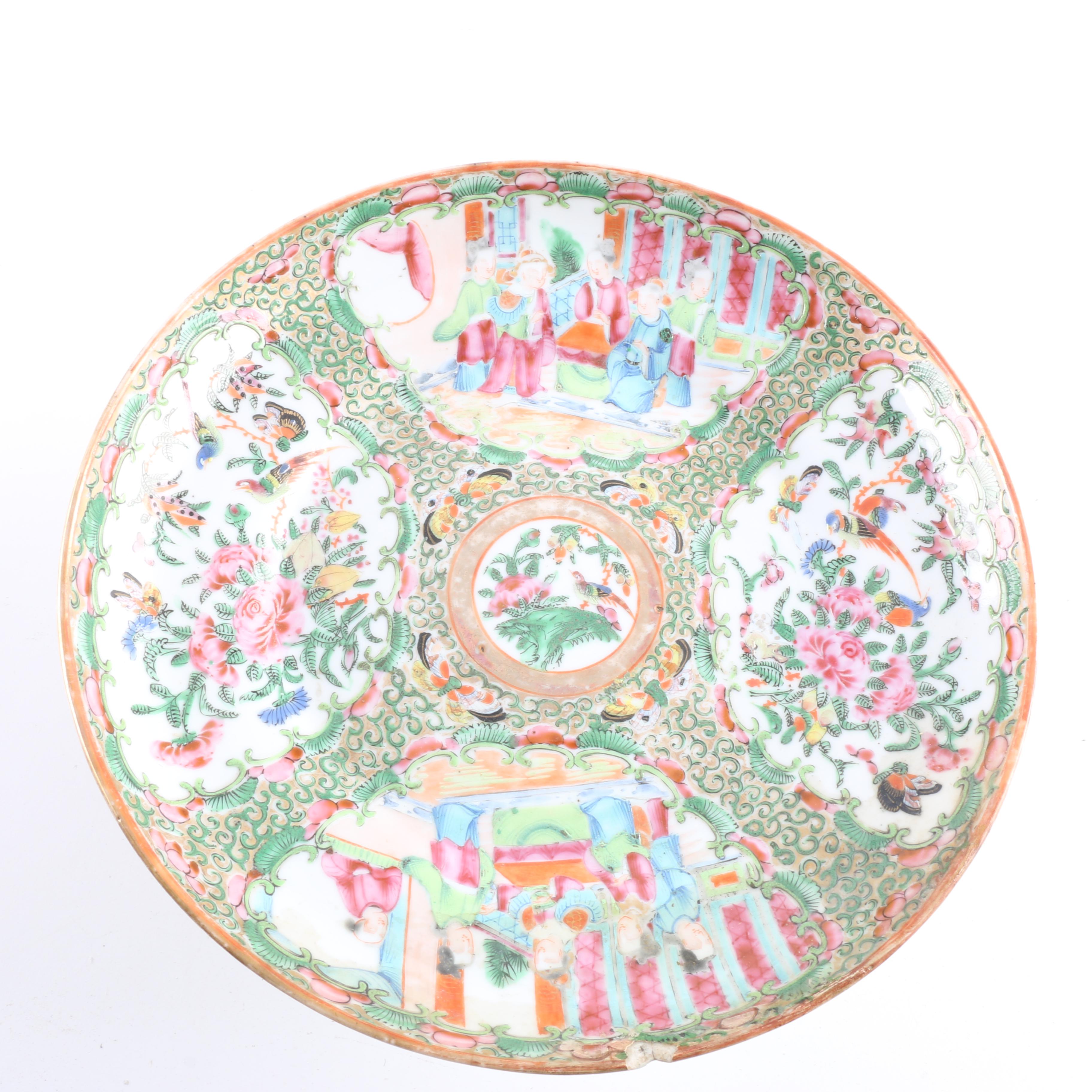 Chinese Rose Medallion Ceramic Tazza