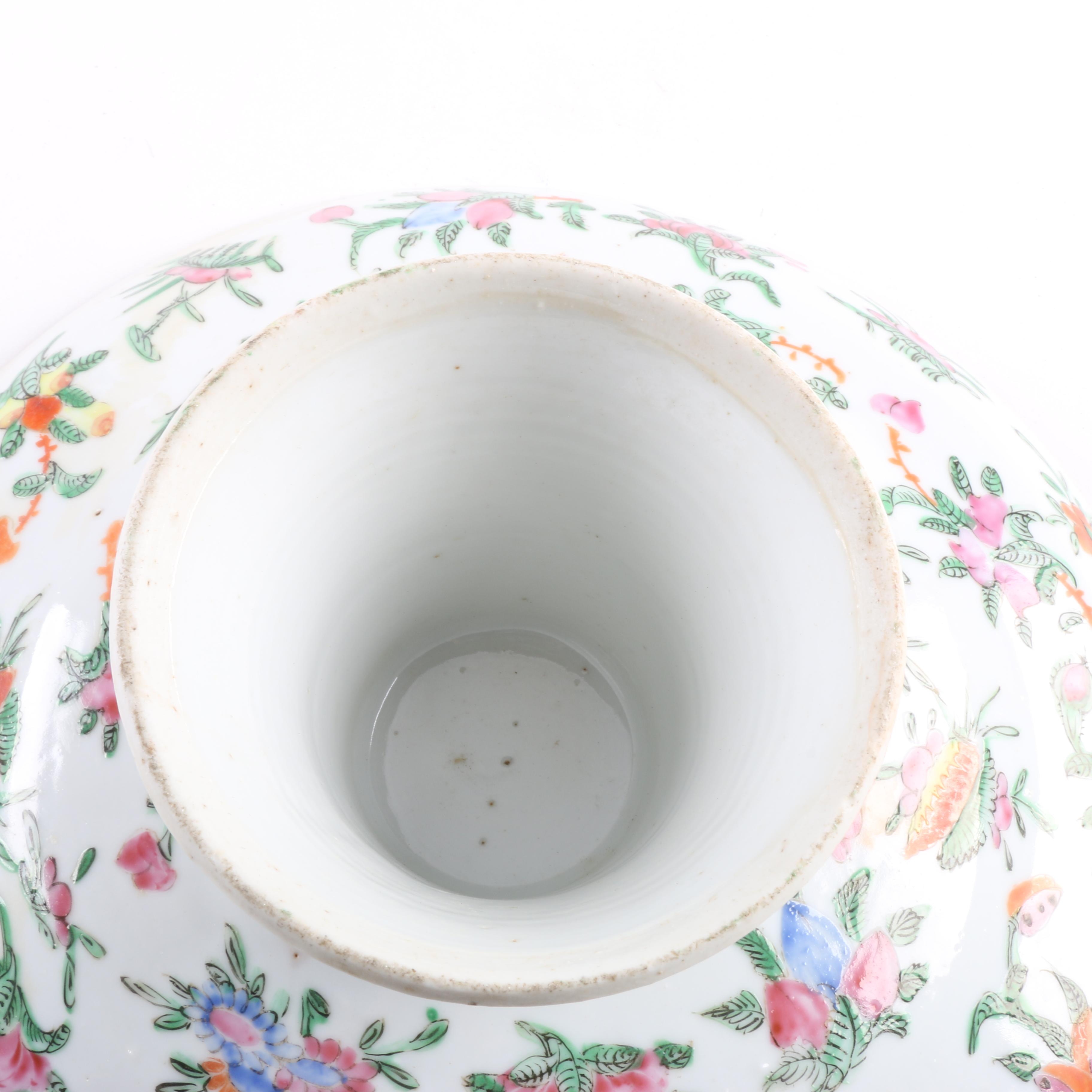 Chinese Rose Medallion Ceramic Tazza