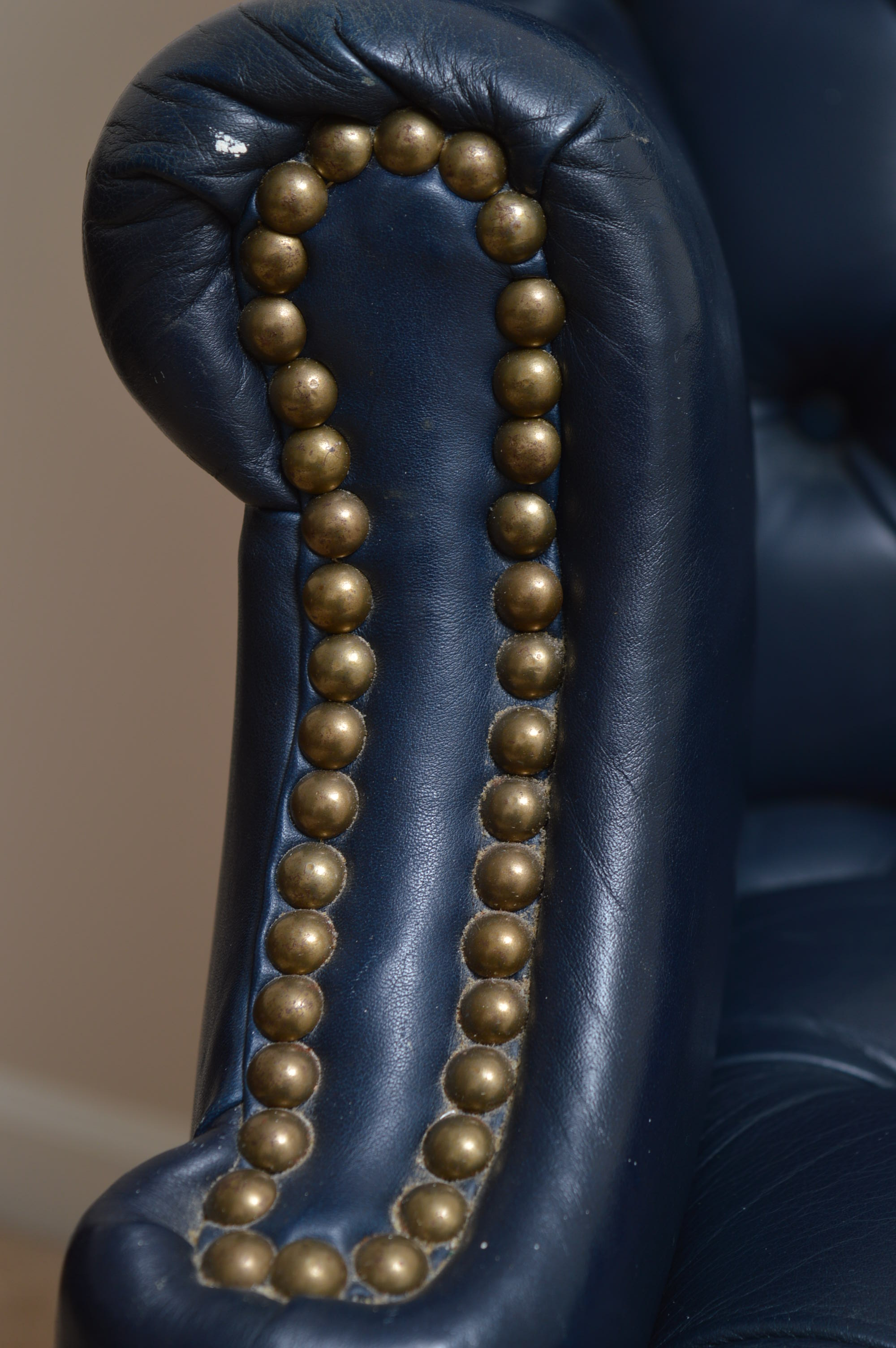 Tufted Navy Blue Leatherette Desk Chair