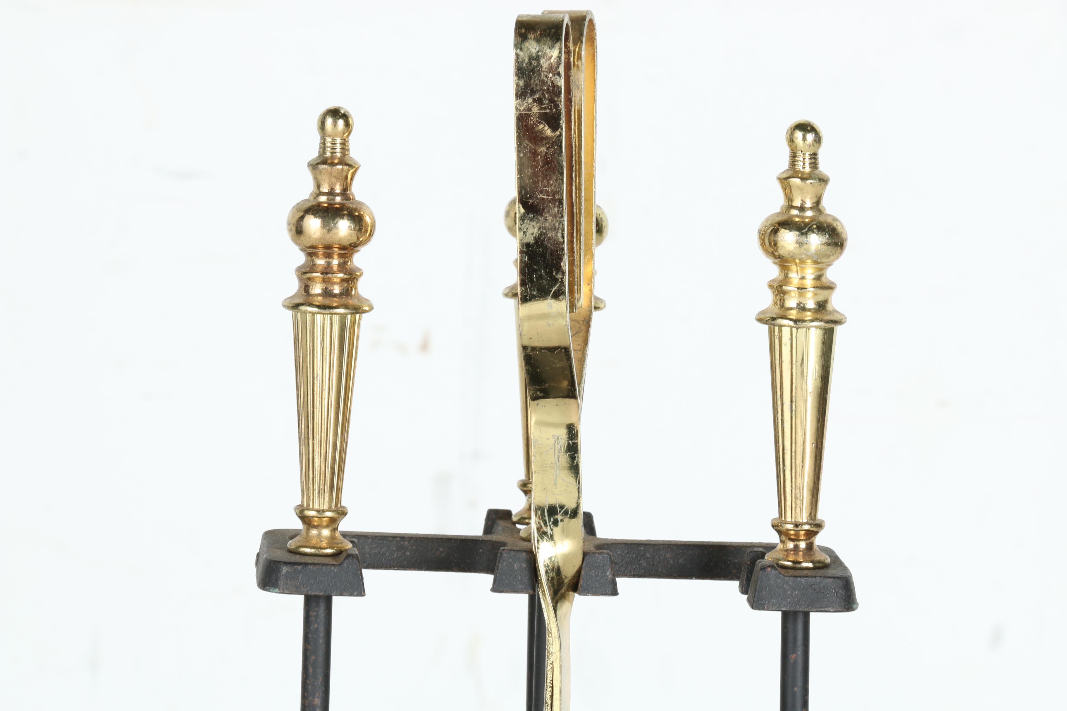 Gilded Finial Fireplace Set