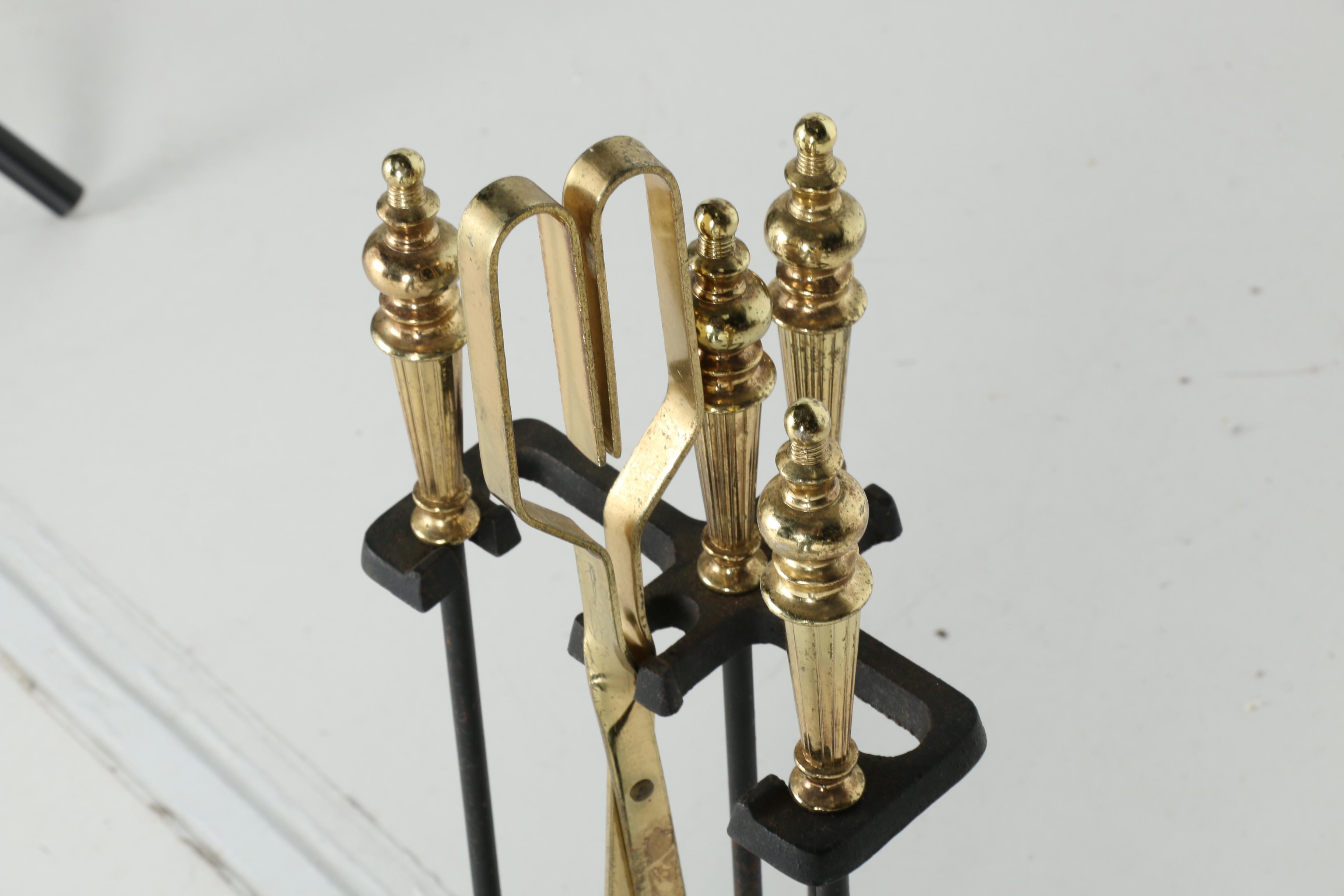 Gilded Finial Fireplace Set