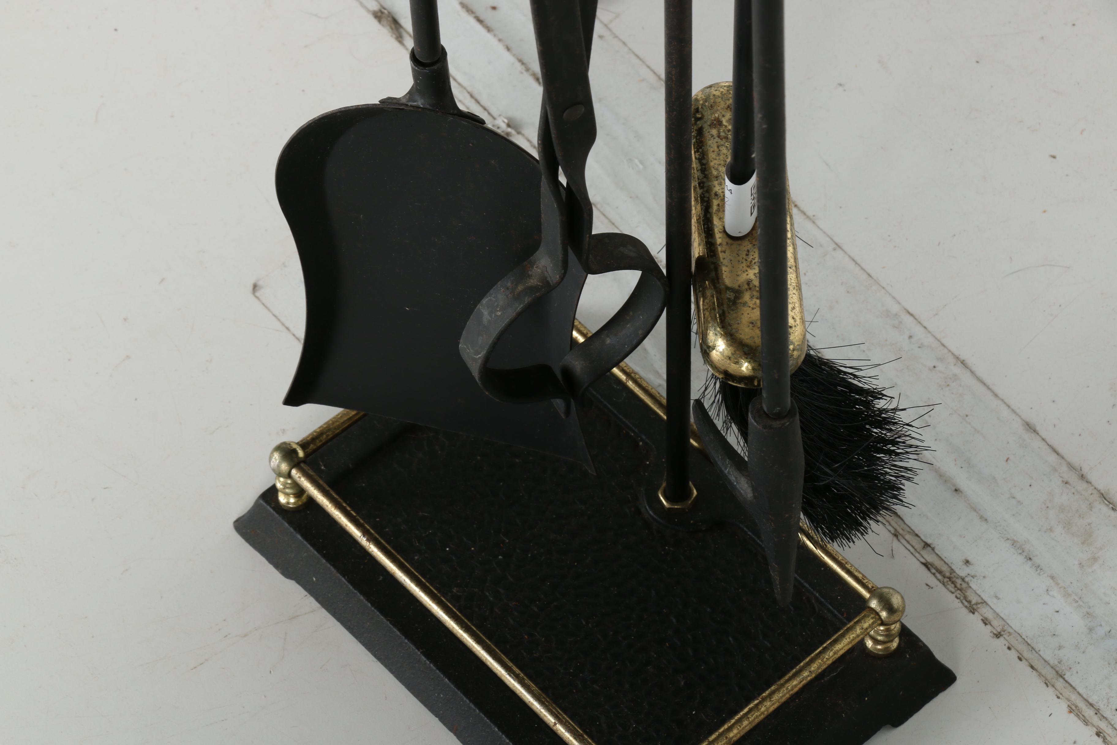Gilded Finial Fireplace Set