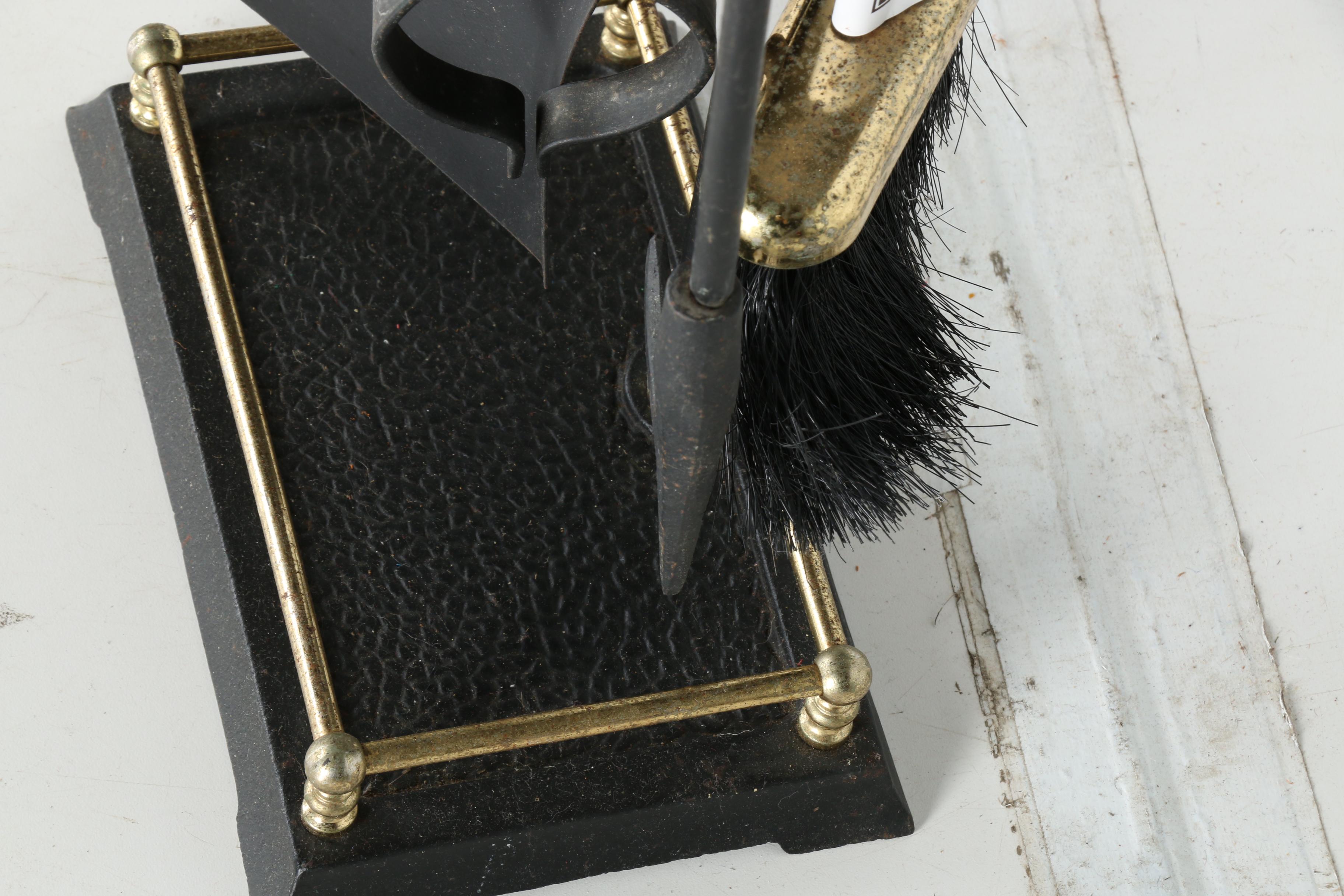 Gilded Finial Fireplace Set