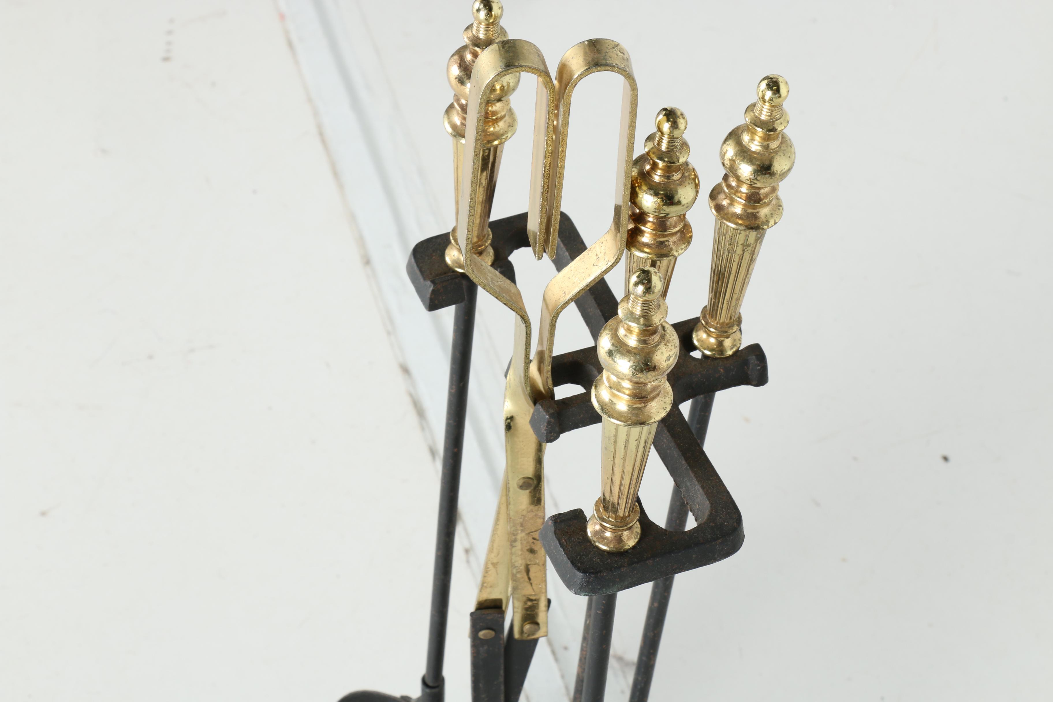 Gilded Finial Fireplace Set