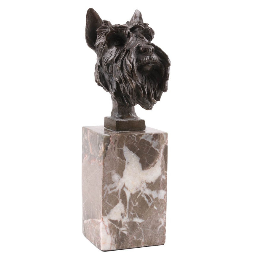 Bronze Bust of a Schnauzer