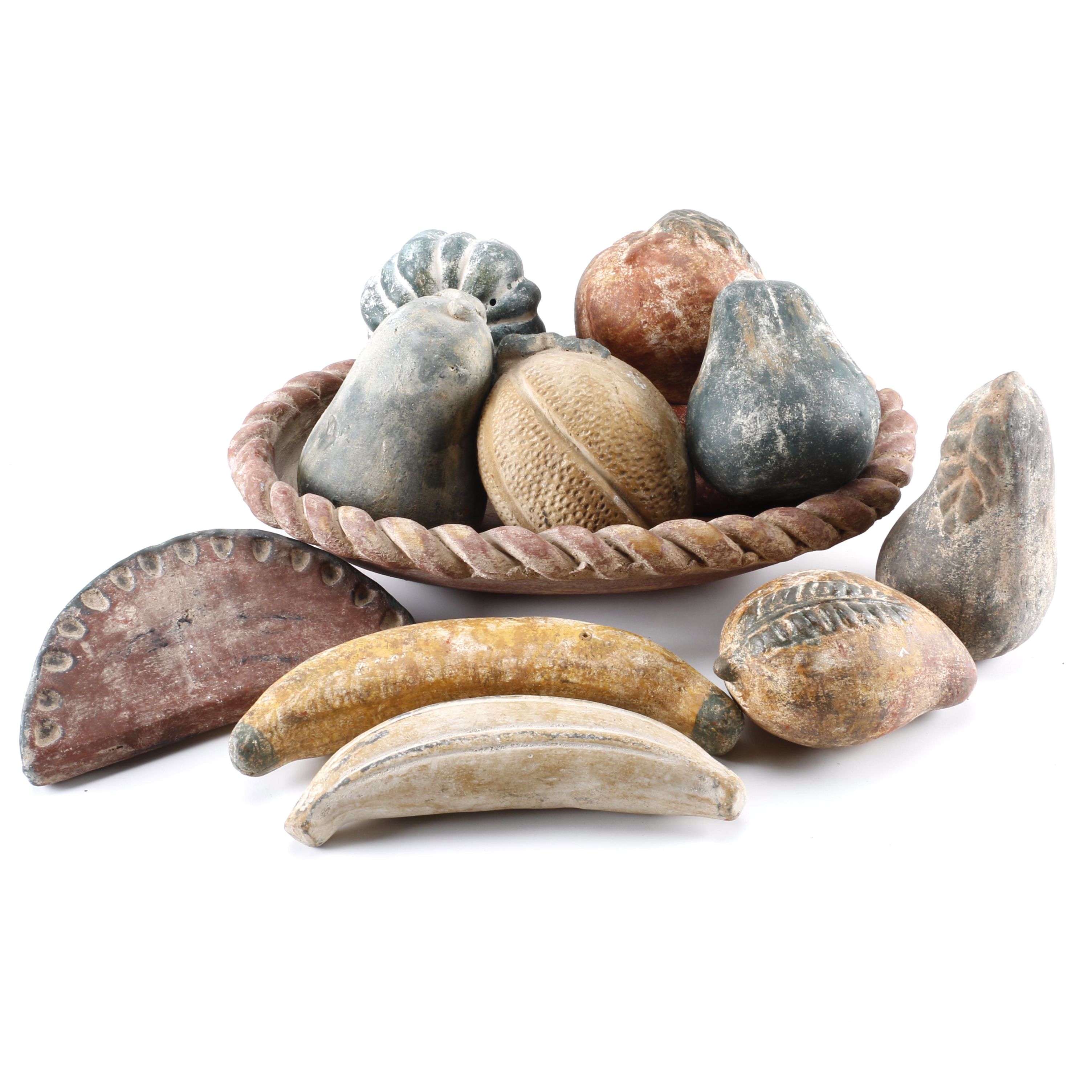Mexican Earthenware Fruit and Basket